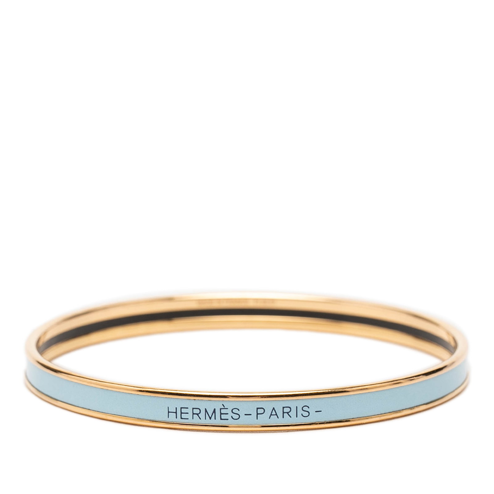 Hermes Uni 62 Extra Narrow Enamel Bangle Blue (1 of 5)