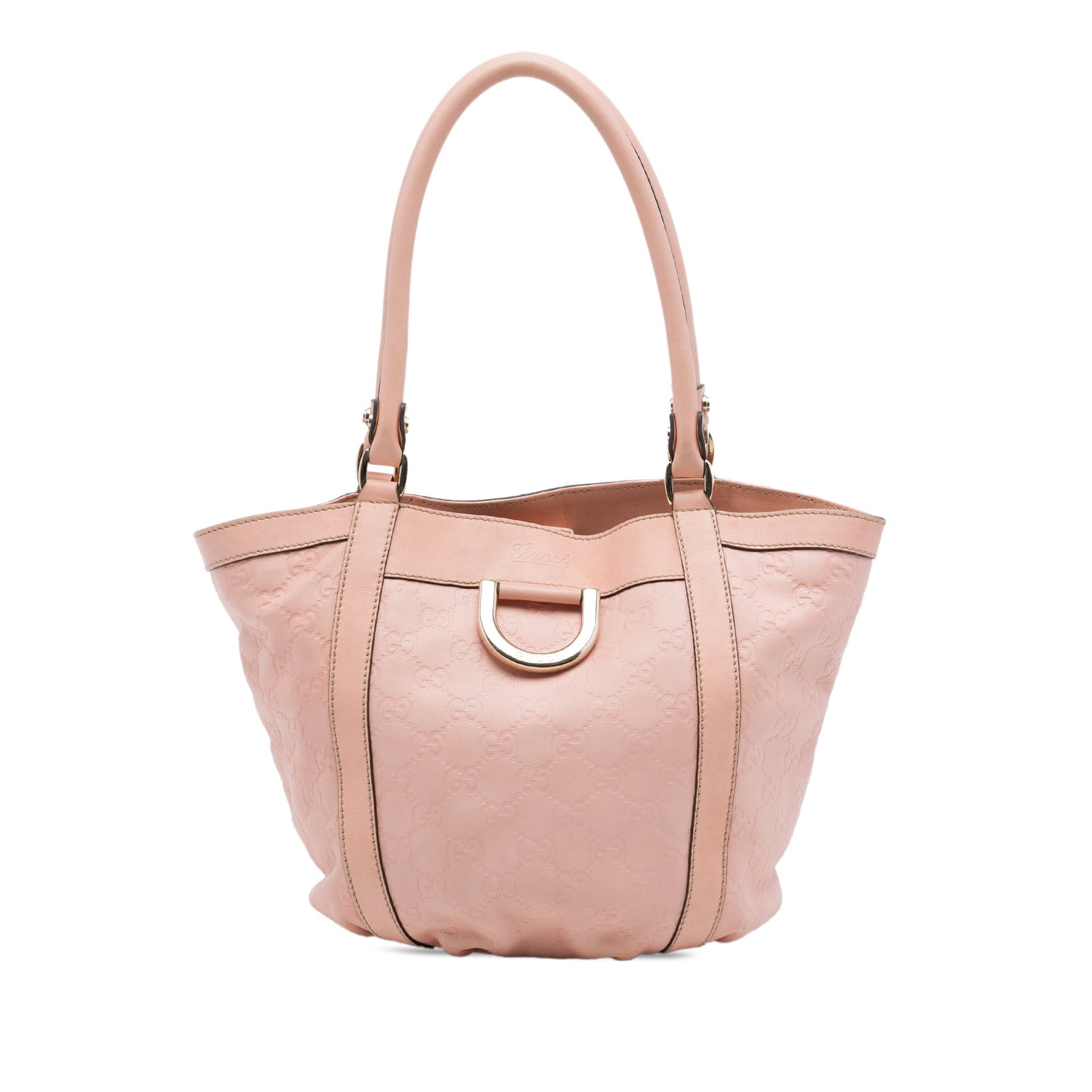 Gucci Guccissima Abbey D Ring Pink Leather Handbag: Gucci Guccissima Abbey D Ring Pink Leather Handbag Gucci Guccissima Abbey D Ring handbag in pink embossed leather. This handbag features rolled leather handles, an open top with a magnetic snap closur