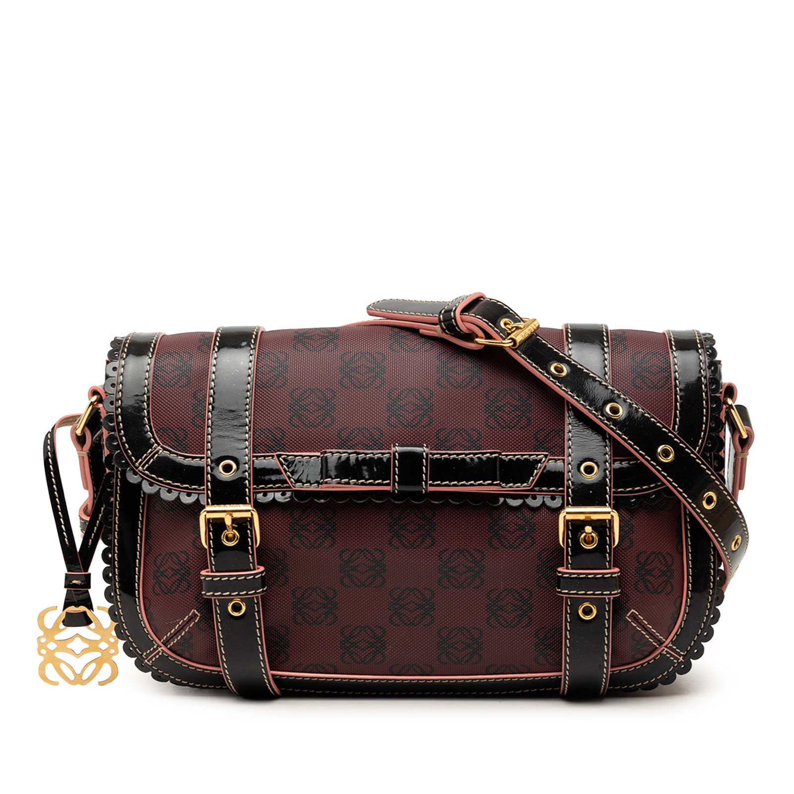 LOEWE Anagram Shoulder Bag in Red Coated Canvas with Sequin Trim (1 of 7)