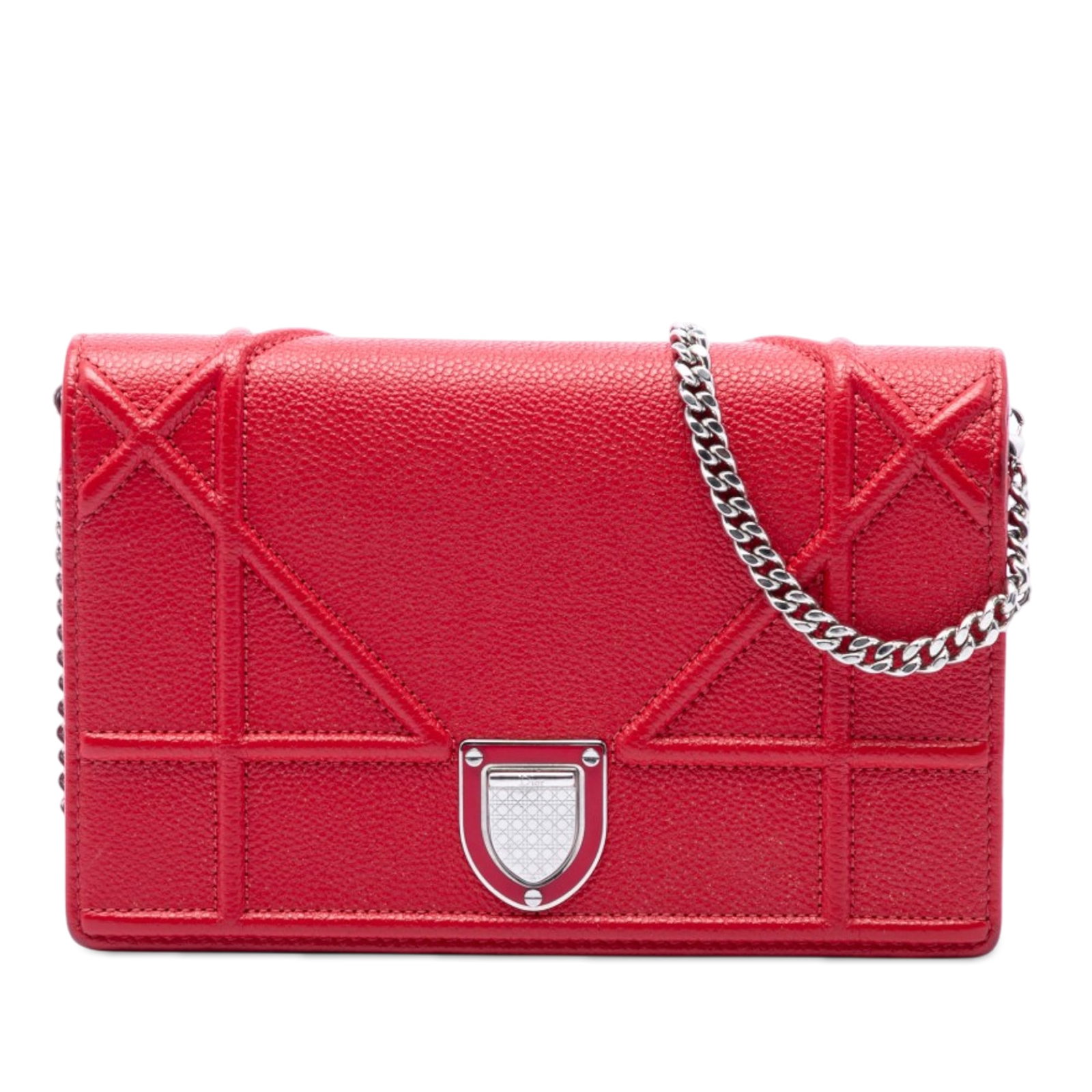 Dior Diorama red grained calfskin wallet on chain (1 of 6)