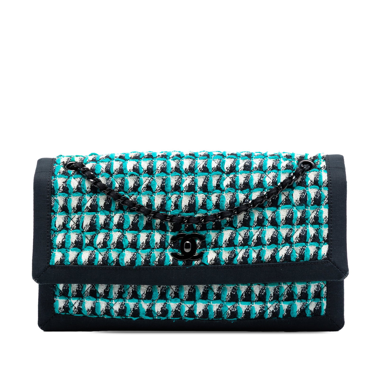 Chanel CC Accordion Flap Shoulder Bag Multicolor Tweed Houndstooth (1 of 8)