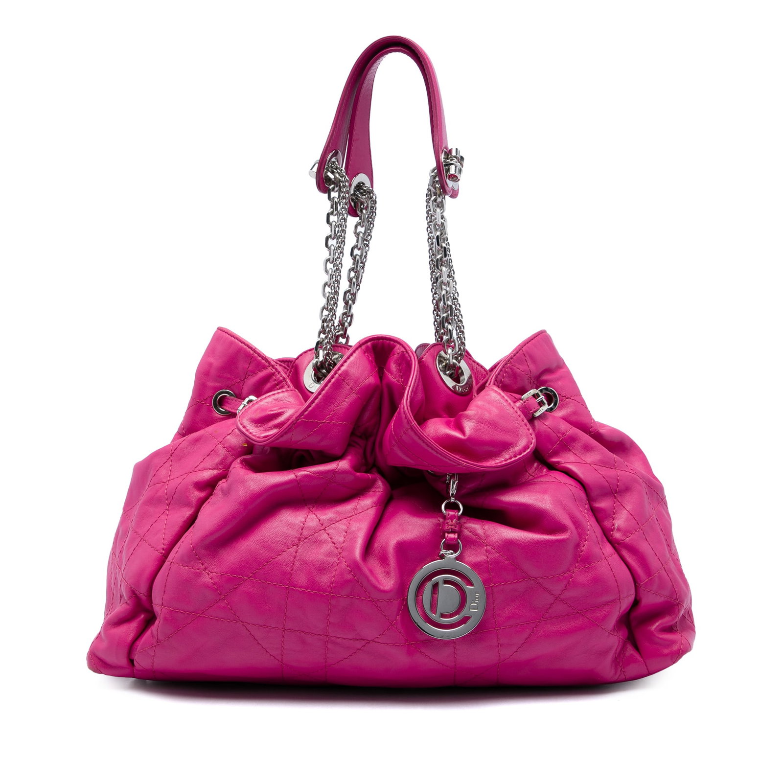 Dior Le Trente Cannage Lambskin Tote Bag Pink: Dior Le Trente Cannage Lambskin Tote Bag Pink Dior Le Trente tote in pink lambskin with Cannage quilting. This tote features chain link straps with leather guards, an open top with magnetic snap closu