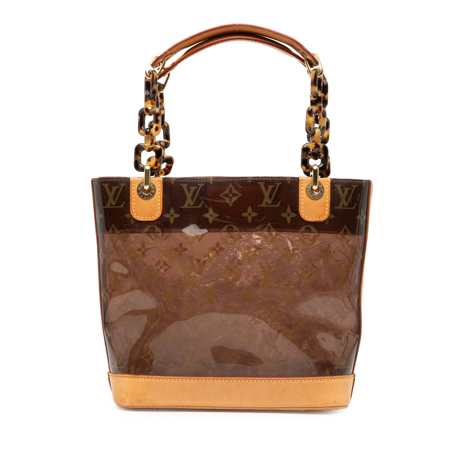 Louis Vuitton Monogram PVC Cabas Sac Ambre PM Bag: Louis Vuitton Monogram PVC Cabas Sac Ambre PM Bag The Louis Vuitton Monogram Cabas Sac Ambre PM is a stylish handbag featuring a PVC body with vachetta leather trim and flat vachetta leather straps ac