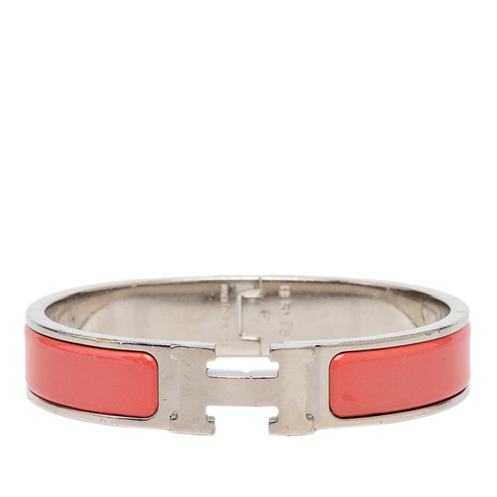 Hermes Clic H PM Narrow Enamel Bracelet Red Palladium (1 of 5)
