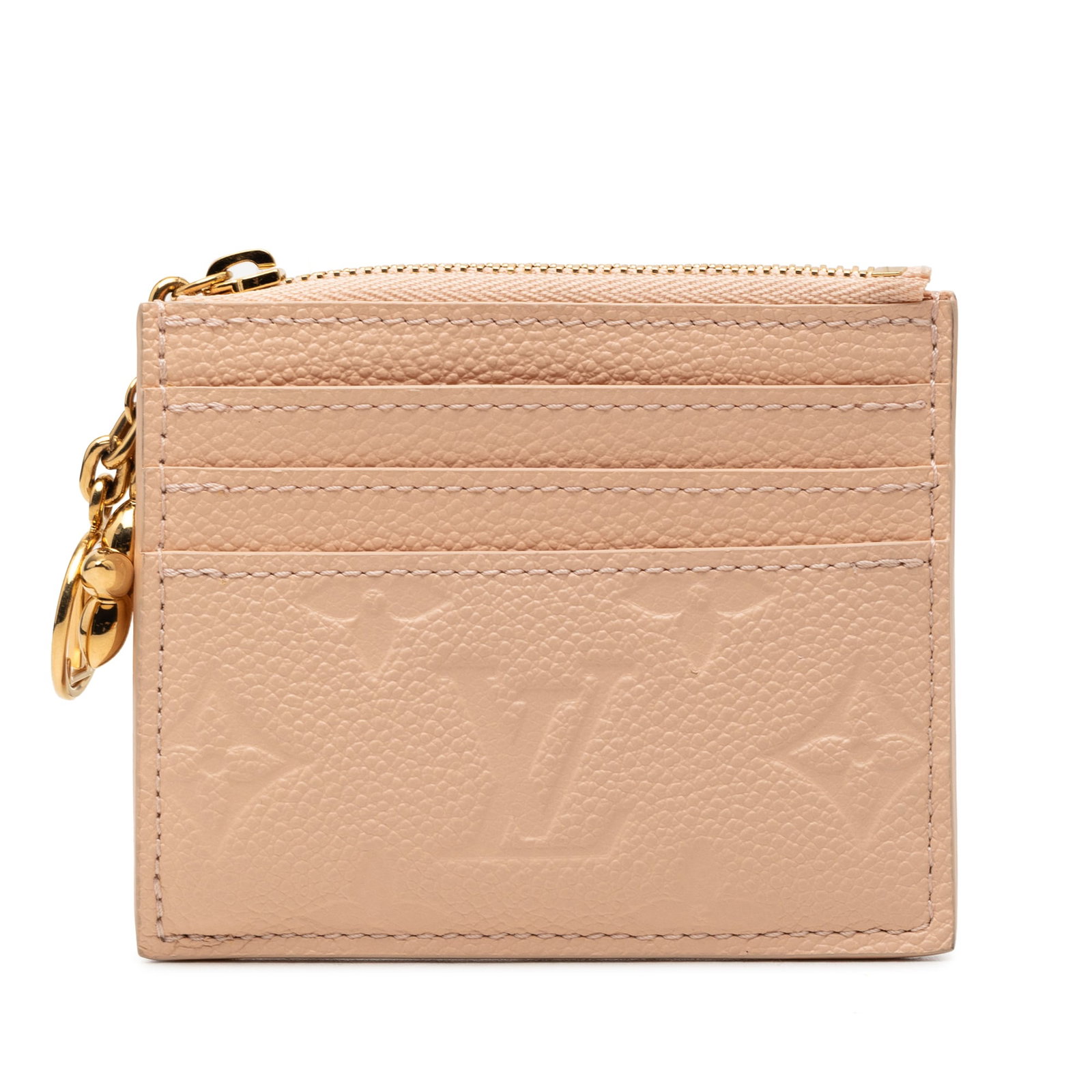 Louis Vuitton Pink Empreinte Leather Card Holder: Louis Vuitton Pink Empreinte Leather Card Holder This Louis Vuitton Monogram Empreinte Flora Card Holder is crafted from grained pink leather with the signature monogram embossing. It features a top z