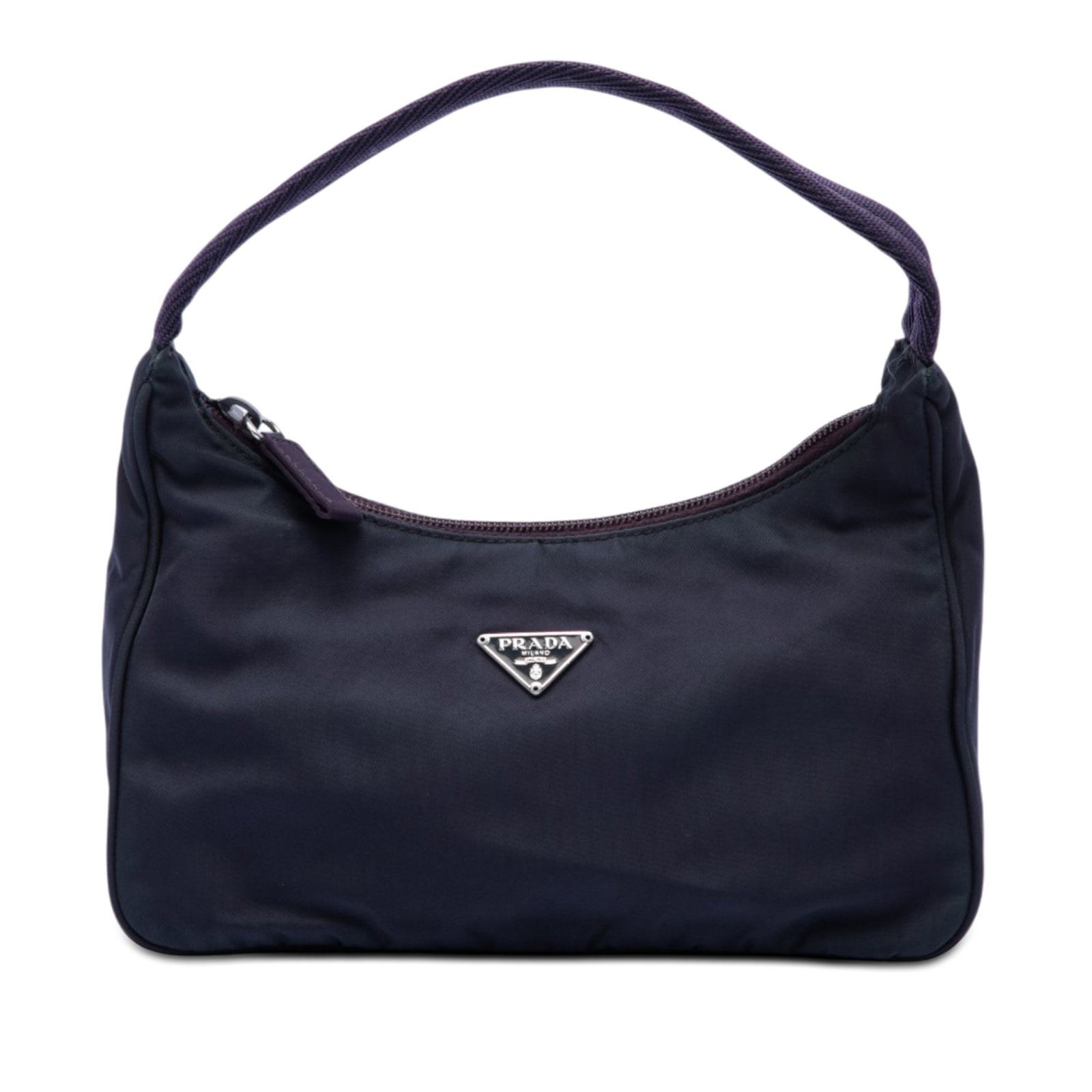 Prada Tessuto Sport Mini Nylon Shoulder Bag Purple: Prada Tessuto Sport Mini Nylon Shoulder Bag Purple Prada Mini Tessuto Sport shoulder bag in purple fabric with a flat shoulder strap and top zip closure. Made in Italy. Condition AB with visible wear,