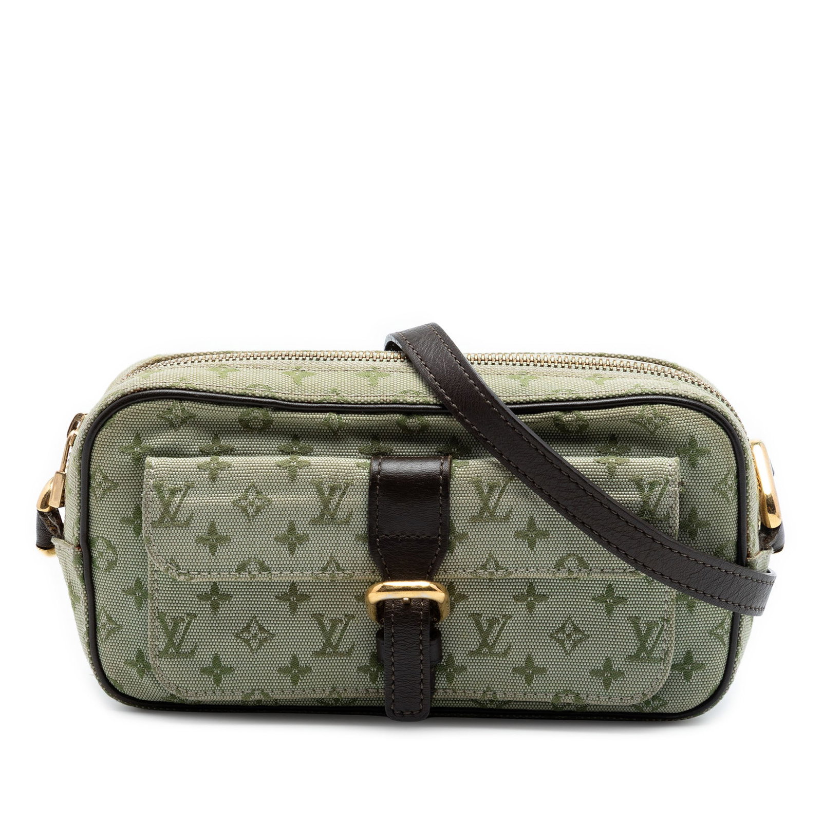 Louis Vuitton Juliette MM Monogram Mini Lin Shoulder Bag Green: Louis Vuitton Juliette MM Monogram Mini Lin Shoulder Bag Green Louis Vuitton Monogram Mini Lin Juliette MM bag in green fabric with leather trim. It features an adjustable flat leather strap, top zip 
