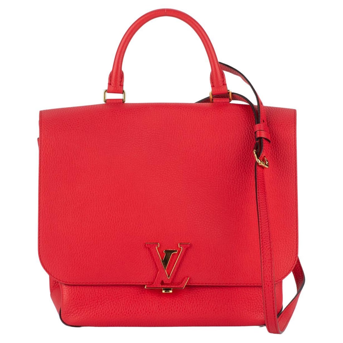 Louis Vuitton Fuchsia Taurillon Volta 2 Way Bag Gold Tone Hardware: Louis Vuitton Fuchsia Taurillon Volta 2 Way Bag Gold Tone Hardware The Louis Vuitton Fuchsia Leather Volta 2 Way Bag is a stunning accessory crafted from luxurious Taurillon pebbled leather. This vers