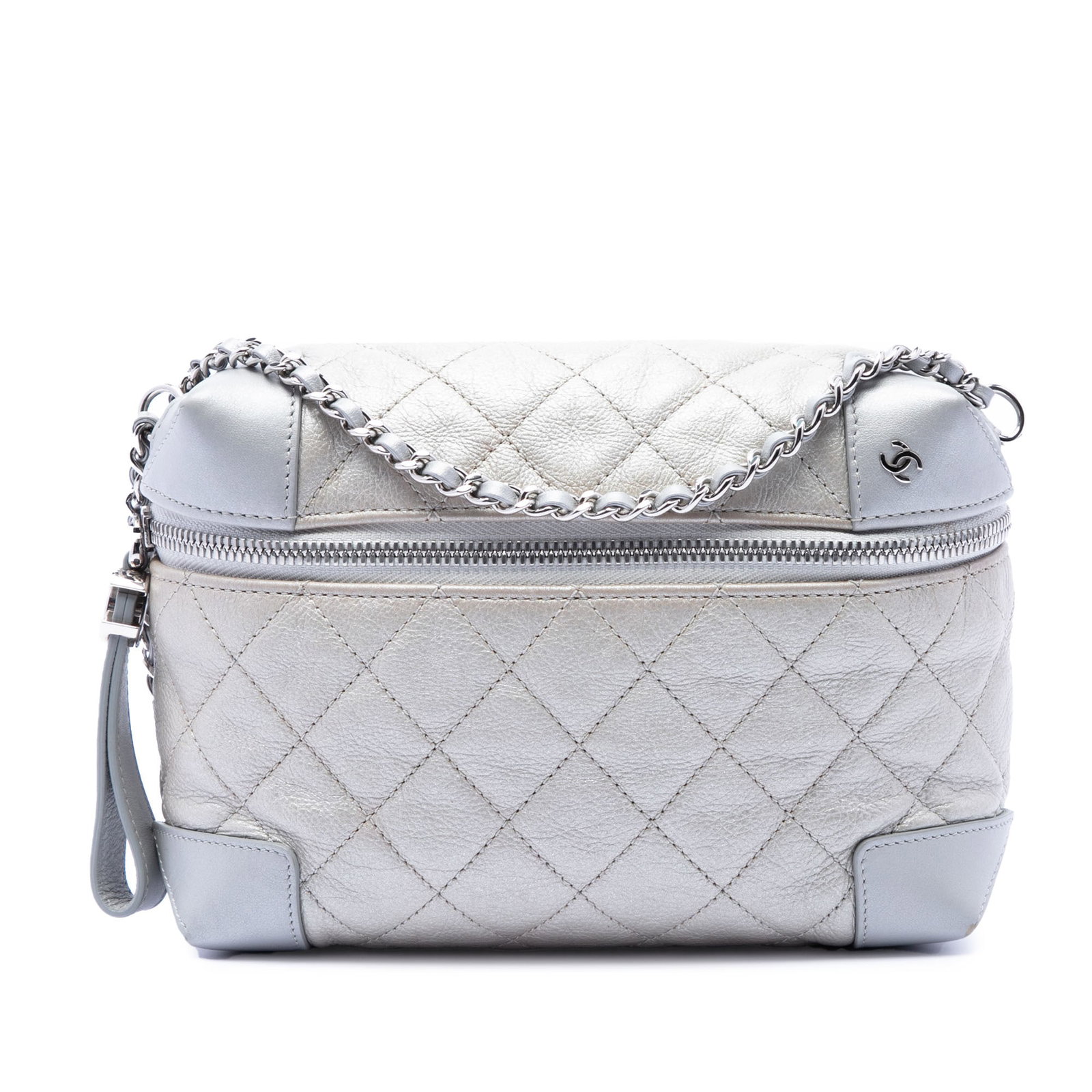 Chanel Street Allure Camera Crossbody Bag Metallic Quilted Calfskin: Chanel Street Allure Camera Crossbody Bag Metallic Quilted Calfskin This Chanel CC Quilted Metallic Calfskin Street Allure Camera Bag is a crossbody style crafted in metallic calfskin leather with a q