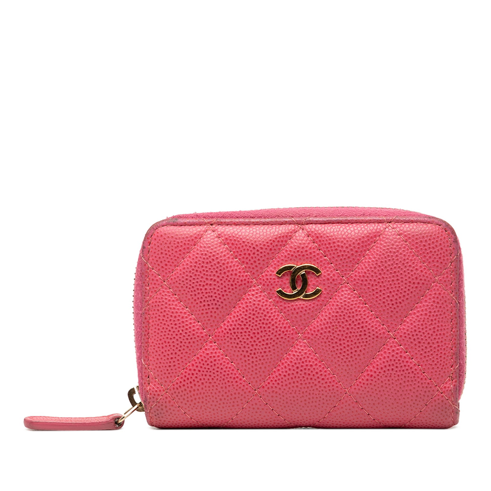 Chanel CC Quilted Caviar Leather Zip Coin Purse Pink: Chanel CC Quilted Caviar Leather Zip Coin Purse Pink Chanel CC Quilted Caviar Zip Coin Purse in pink caviar leather with a zip-around closure and interior slip compartments. Includes dust bag, box, an