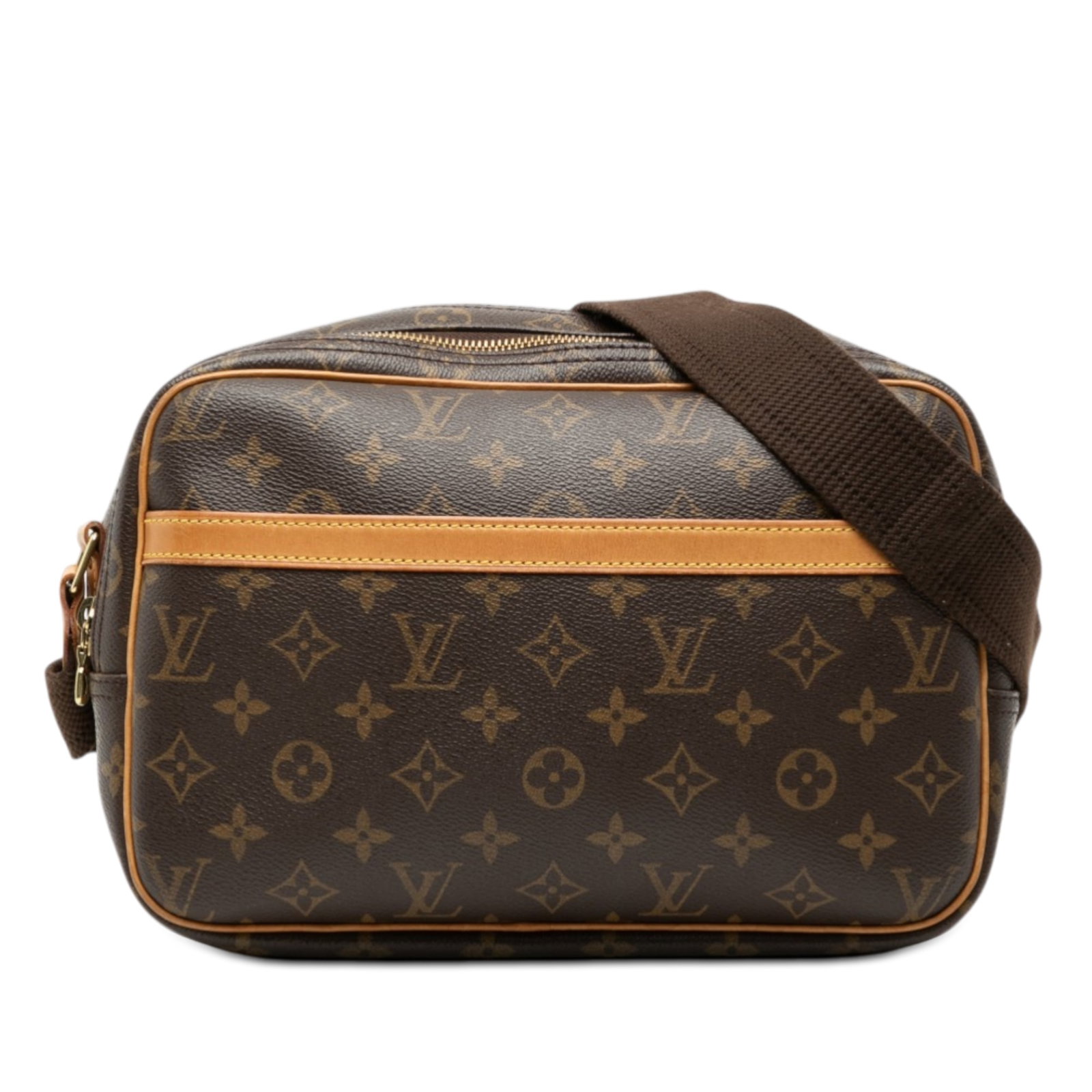 Louis Vuitton Reporter PM Monogram Canvas Crossbody Bag: Louis Vuitton Reporter PM Monogram Canvas Crossbody Bag The Louis Vuitton Monogram Reporter PM is crafted from signature monogram canvas with vachetta leather trim. It features an adjustable flat stra