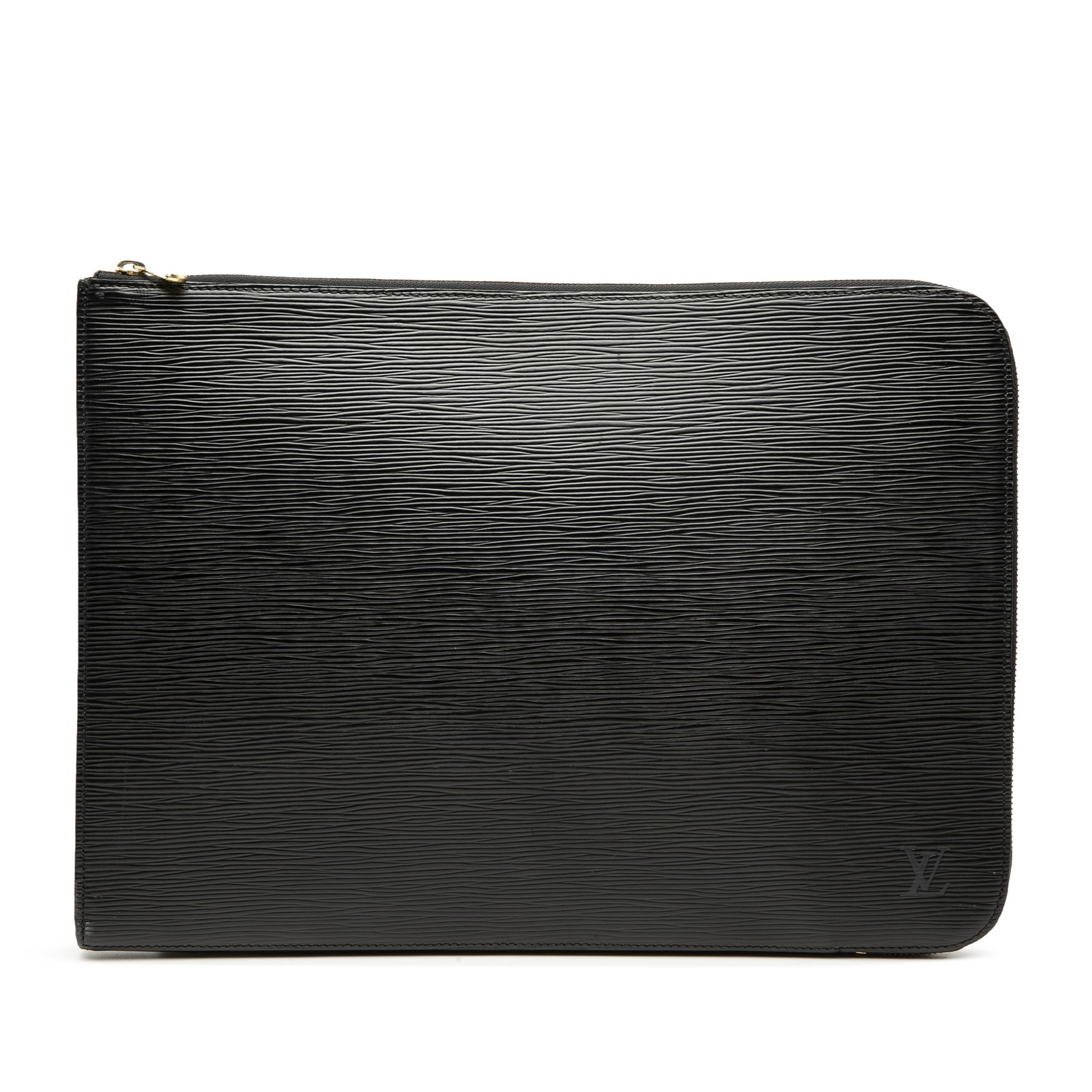 Louis Vuitton Pochette Jour GM Epi Leather Clutch Black: Louis Vuitton Pochette Jour GM Epi Leather Clutch Black Louis Vuitton Epi Pochette Jour GM bag in black epi leather, made in France. It features a zip-around closure and an interior slip pocket. The i
