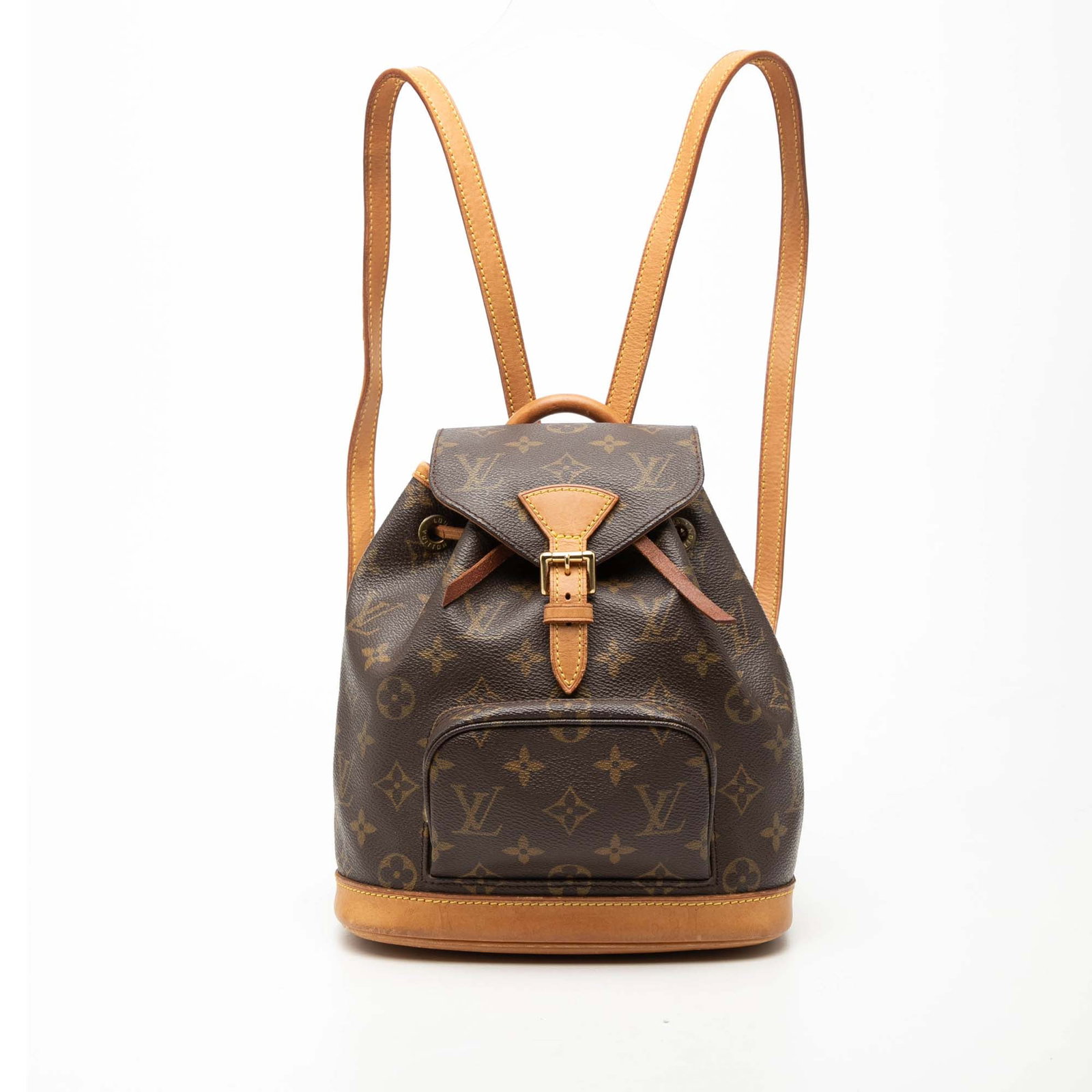Louis Vuitton Mini Montsouris Monogram Backpack Brown: Louis Vuitton Mini Montsouris Monogram Backpack Brown Louis Vuitton Monogram Mini Montsouris backpack in brown Monogram canvas with a rolled top handle, flat back straps, front flap with belt buckle d