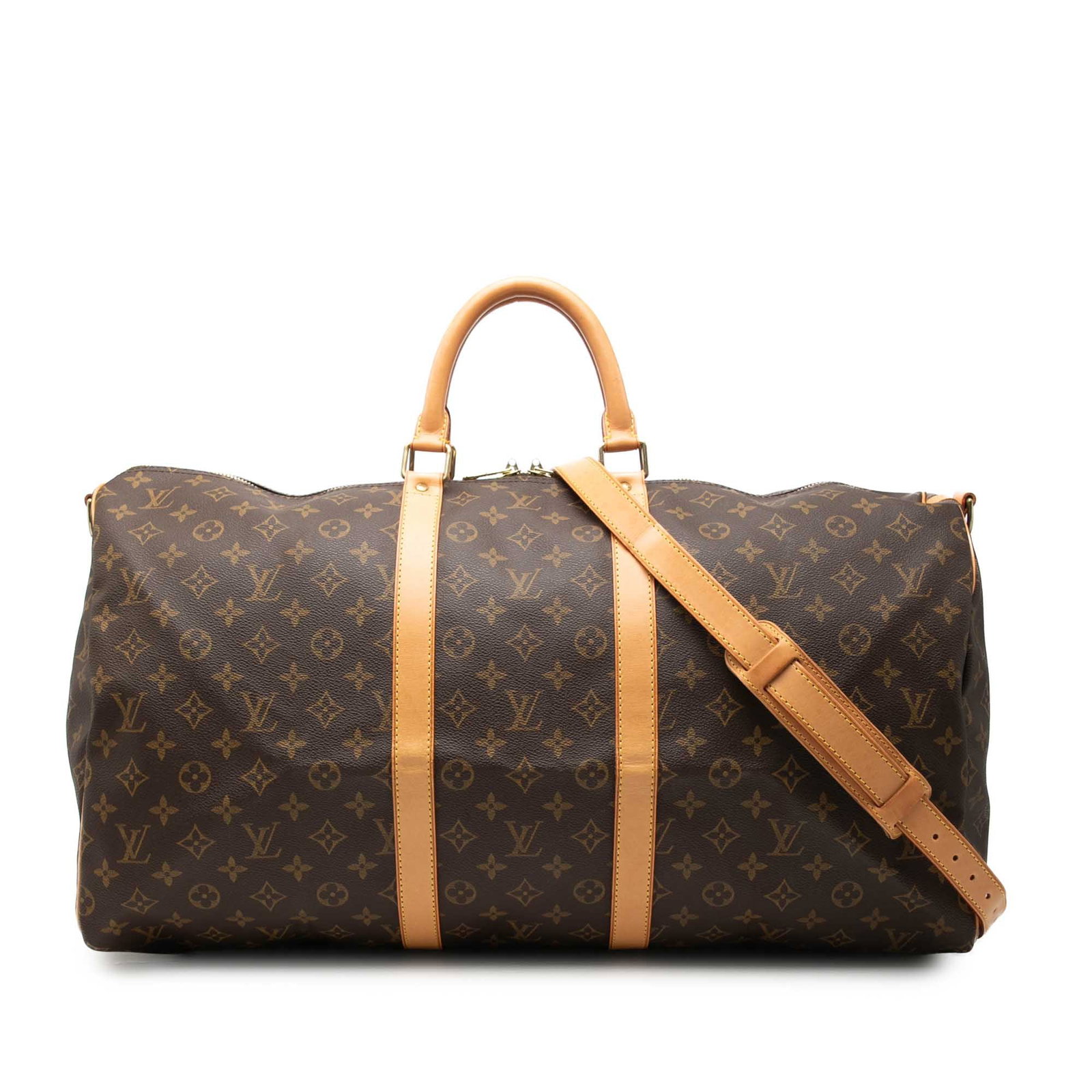 Louis Vuitton Keepall 55 Bandouliere Monogram Travel Bag: Louis Vuitton Keepall 55 Bandouliere Monogram Travel Bag Louis Vuitton Monogram Keepall Bandouliere 55 travel bag crafted with a monogram canvas body and vachetta leather trim. It features rolled vach