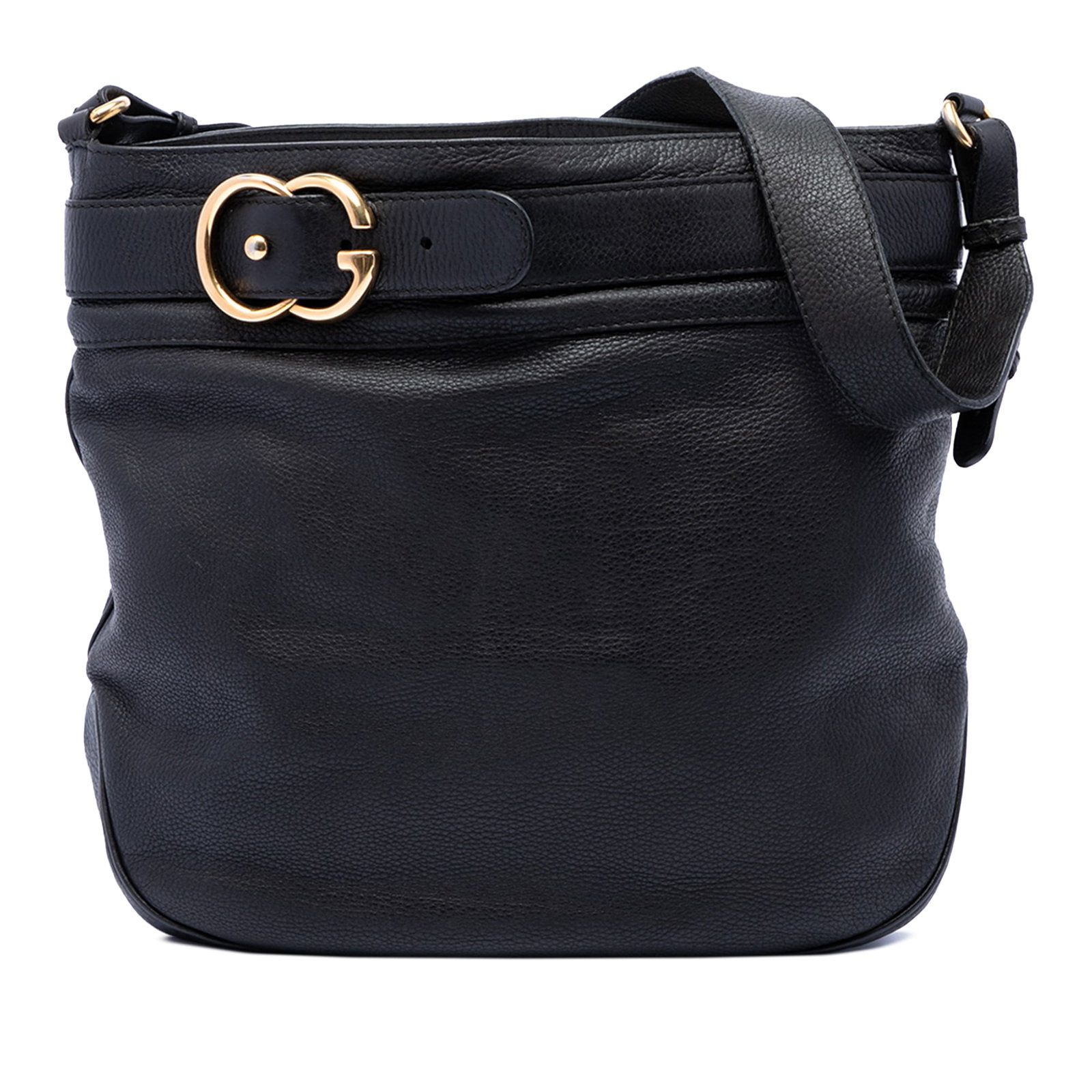 Gucci Ride Large Calfskin Leather Shoulder Bag Black: Gucci Ride Large Calfskin Leather Shoulder Bag Black Large Gucci Ride shoulder bag crafted in black calfskin leather. It features an adjustable flat leather strap, an open top, and an interior with zi