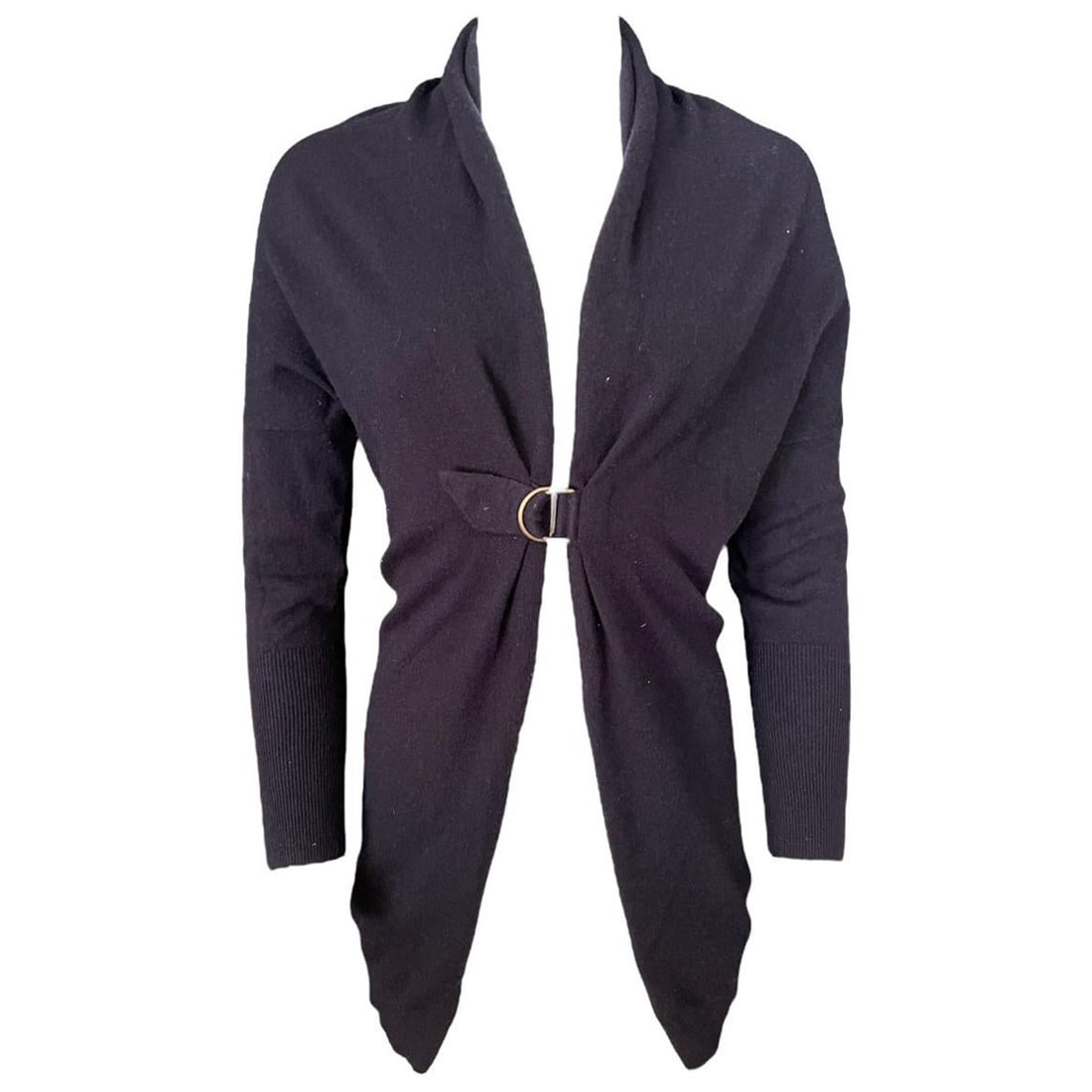 Brunello Cucinelli cashmere cardigan sweater in navy with buckle closure (1 of 6)