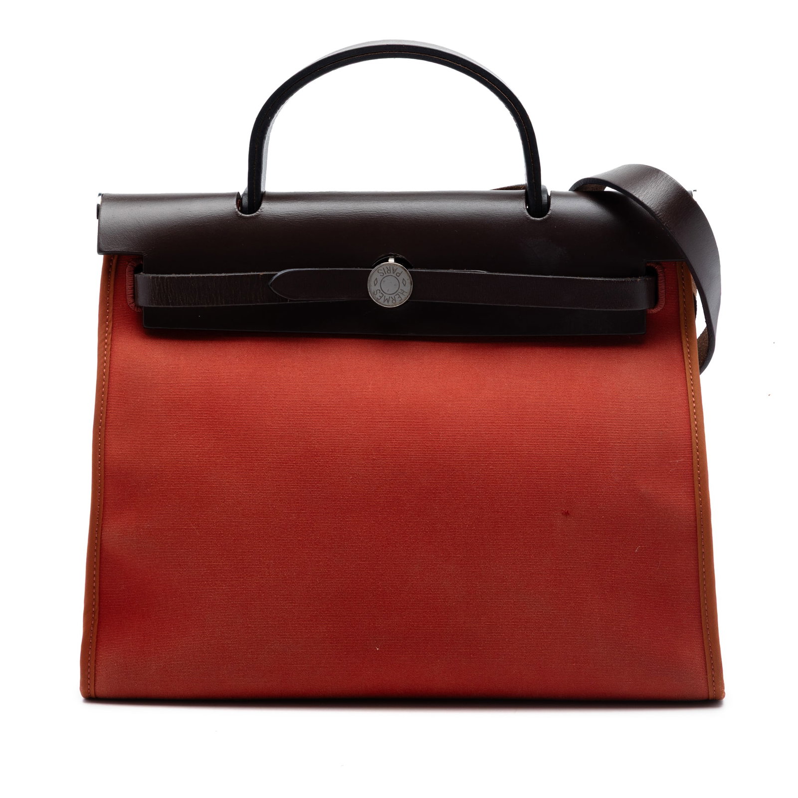 Hermes Herbag Zip 31 Toile Canvas Shoulder Bag Orange (1 of 7)