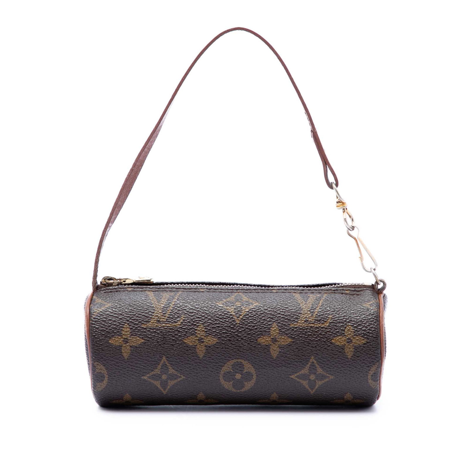 Louis Vuitton Papillon Pochette Monogram Canvas Shoulder Bag: Louis Vuitton Papillon Pochette Monogram Canvas Shoulder Bag Louis Vuitton Monogram Papillon Pochette crafted with a monogram canvas body, leather trim, a flat leather strap, and a top zip closure. Ma