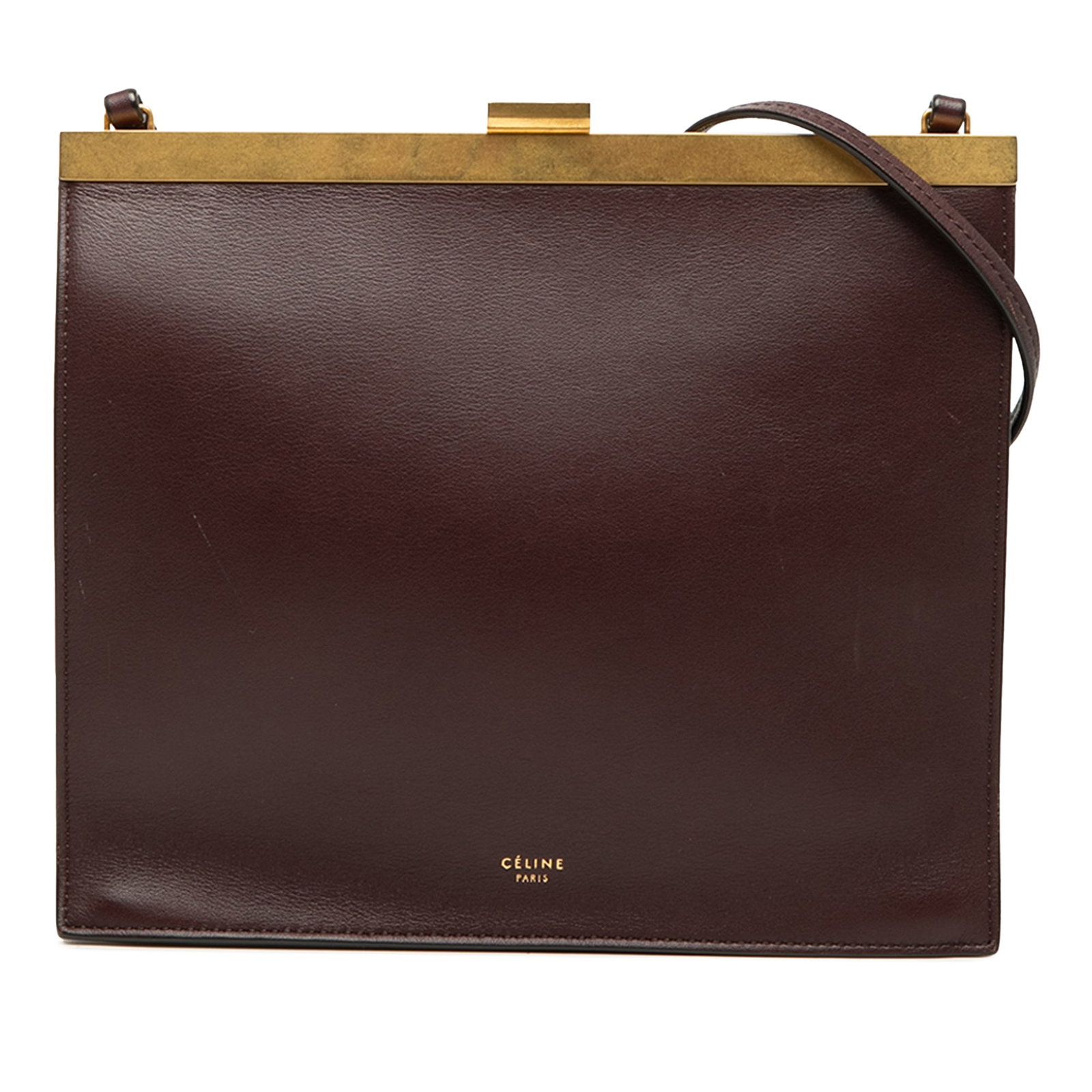 Celine Clasp Mini Calfskin Crossbody Bag Red Leather: Celine Clasp Mini Calfskin Crossbody Bag Red Leather Celine Mini Smooth Calfskin Clasp Bag in red leather with a structured crossbody design. It features a flat leather strap, a top frame with metal c
