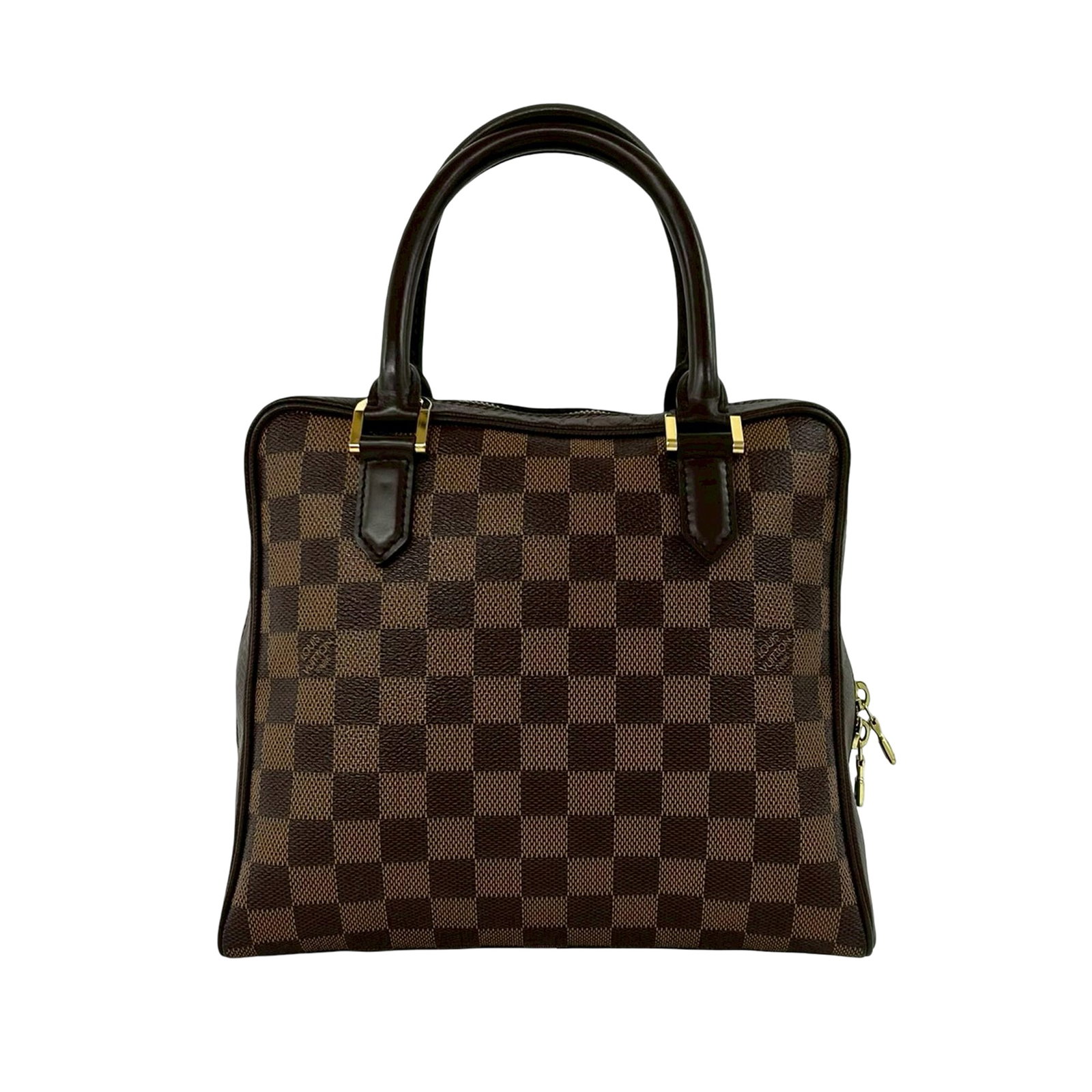 Louis Vuitton Brera Damier Ebene Brown Handbag: Louis Vuitton Brera Damier Ebene Brown Handbag Louis Vuitton Damier Ebene Brera handbag crafted with a damier ebene canvas body and leather trim. It features rolled leather handles, a top zip closure,