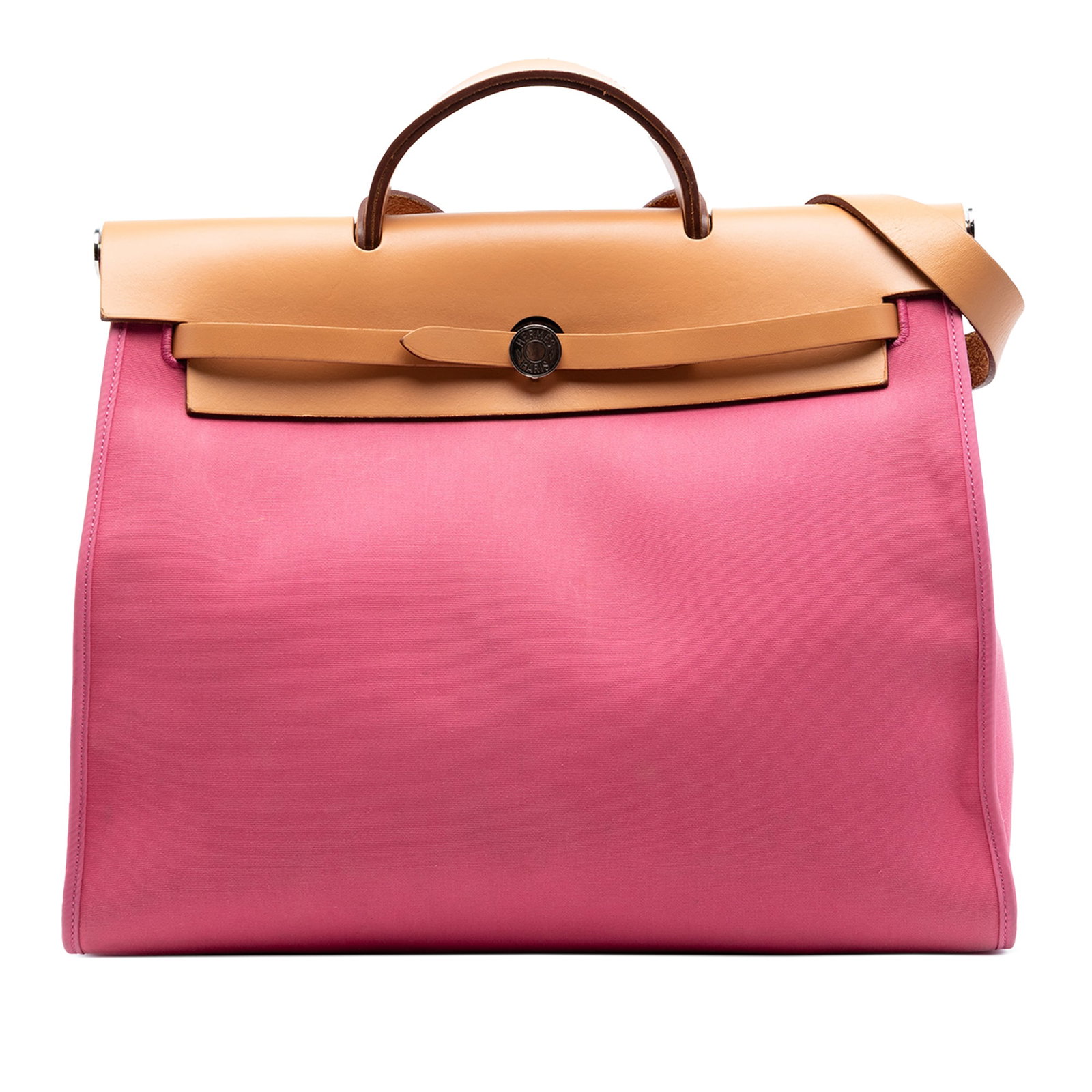Hermes Toile Herbag Zip 39 Pink Fabric Tote (1 of 8)