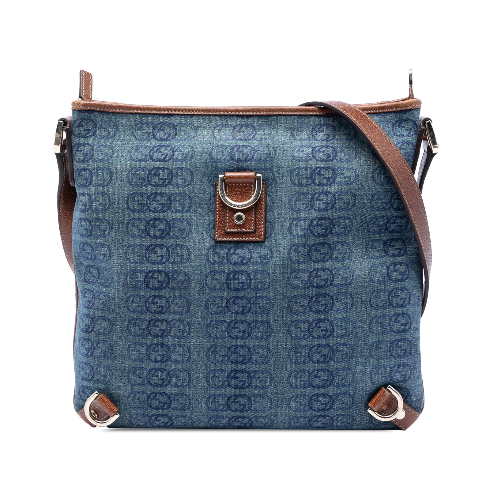 Gucci Abbey D Ring GG Denim Crossbody Bag Blue (1 of 6)