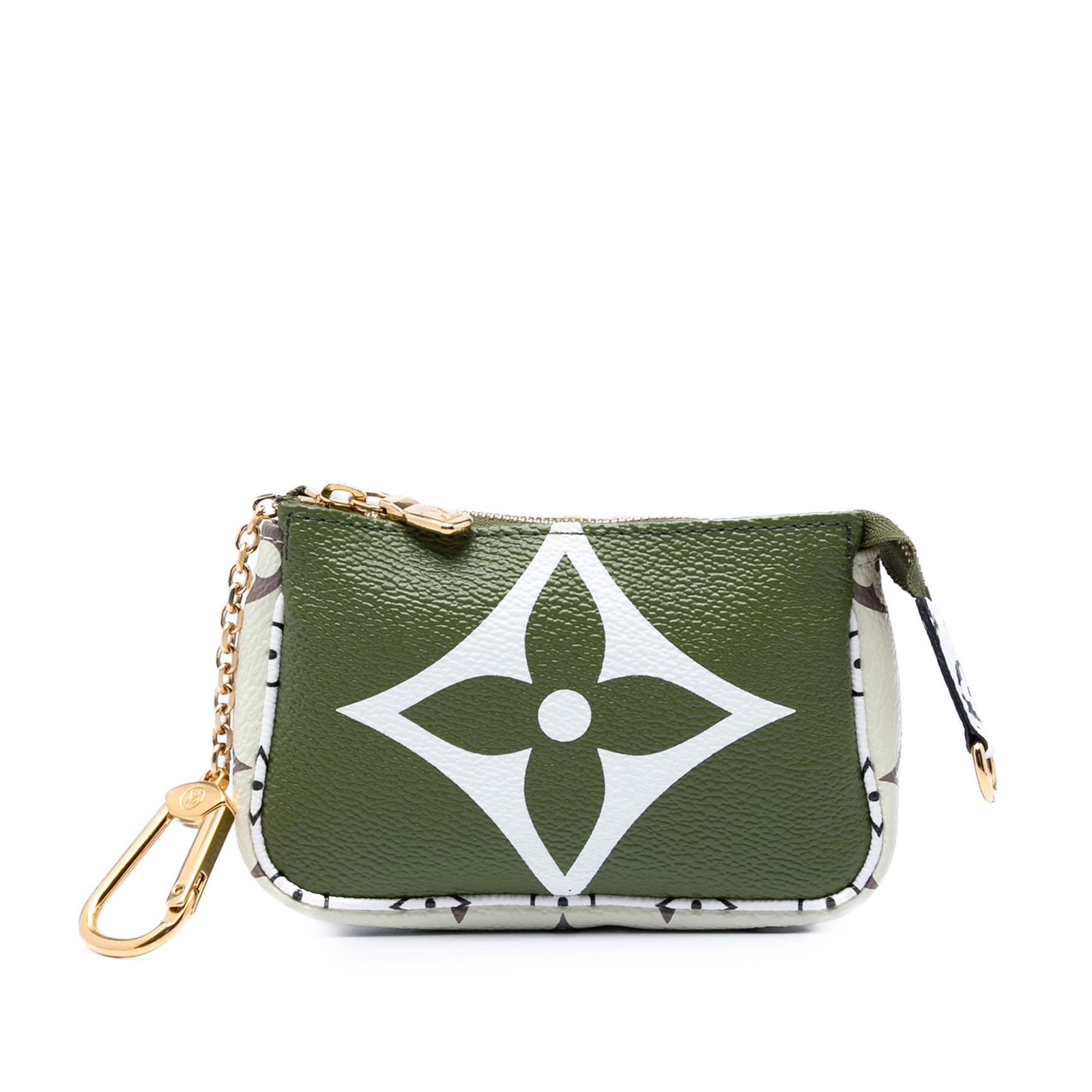 Louis Vuitton Monogram Giant Micro Pochette Leather Pouch Green: Louis Vuitton Monogram Giant Micro Pochette Leather Pouch Green Compact Louis Vuitton Monogram Giant Micro Pochette Accessoires pouch crafted with a monogram canvas body, top zip closure, and gold-ton