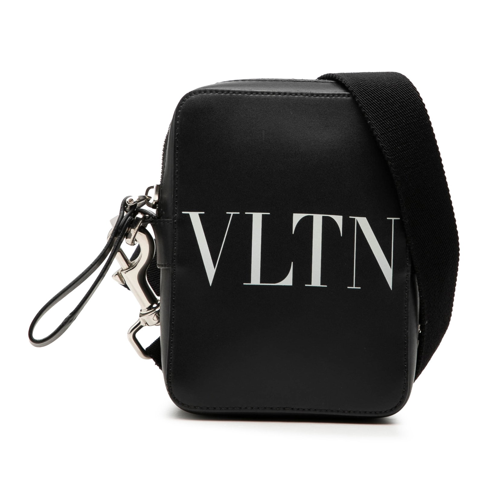 Valentino VLTN Small Leather Crossbody Bag Black: Valentino VLTN Small Leather Crossbody Bag Black Valentino small VLTN crossbody bag crafted in black leather with a detachable, adjustable canvas shoulder strap and top zip closure. Made in Italy. Inc