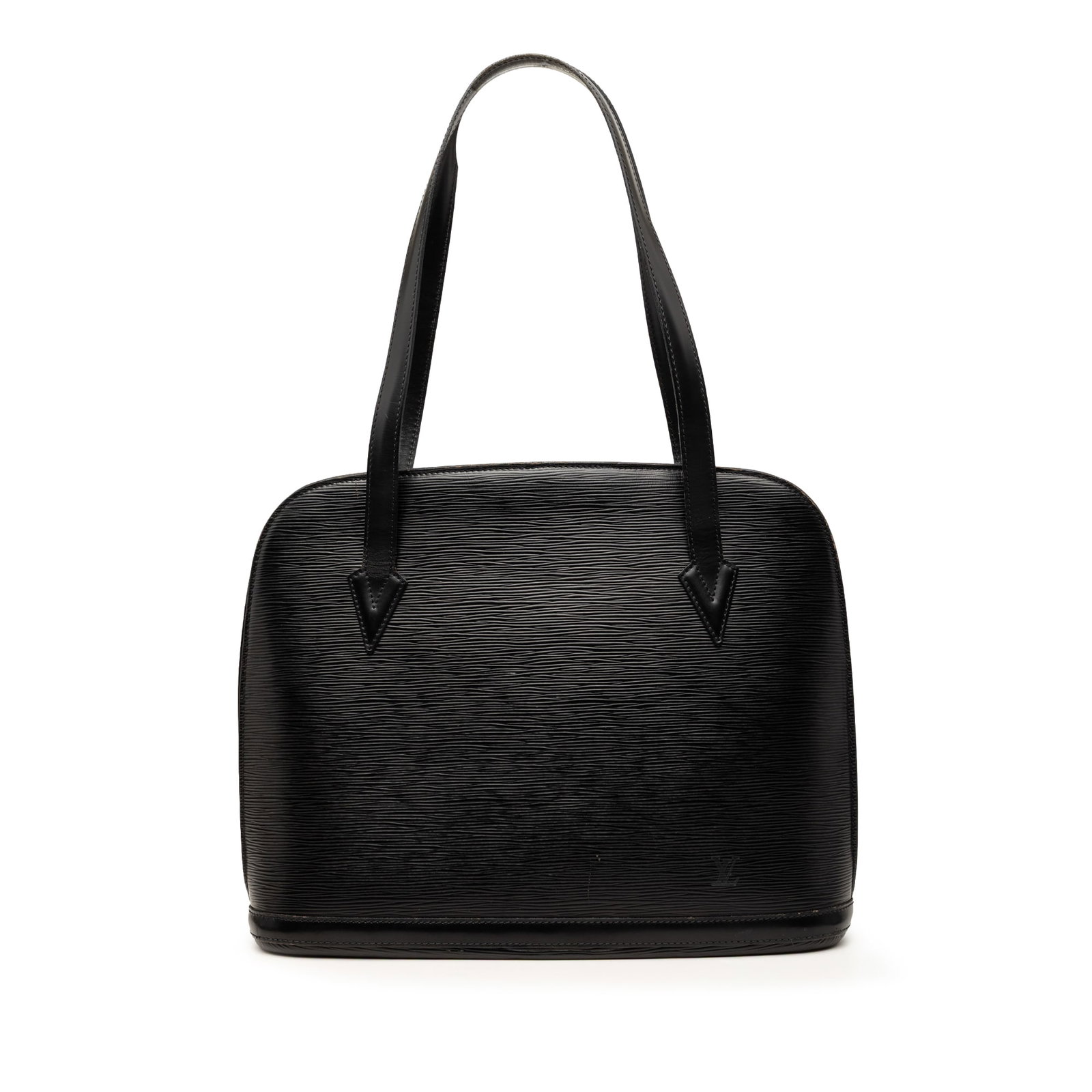 Louis Vuitton Lussac Black Epi Leather Shoulder Bag: Louis Vuitton Lussac Black Epi Leather Shoulder Bag Louis Vuitton Epi Lussac handbag crafted in black Epi leather with flat shoulder straps, a top zip closure, and an interior zip pocket. Made in Fran