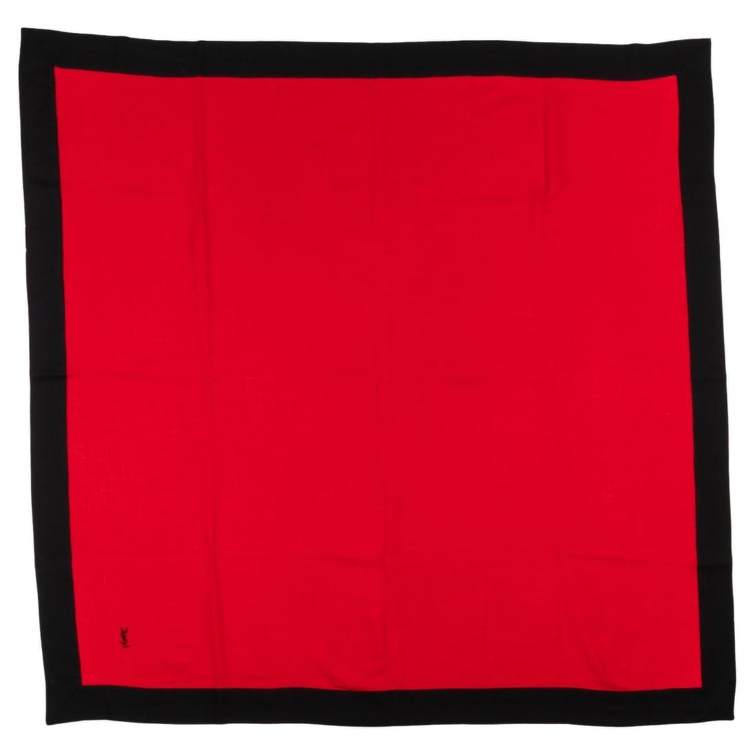 Saint Laurent YSL Logo Wool Scarf Hand Rolled Edges: Saint Laurent YSL Logo Wool Scarf Hand Rolled Edges Yves Saint Laurent wool scarf with an embroidered YSL logo and hand-rolled edges. Made in Italy, this 21st century piece comes without a box or labe