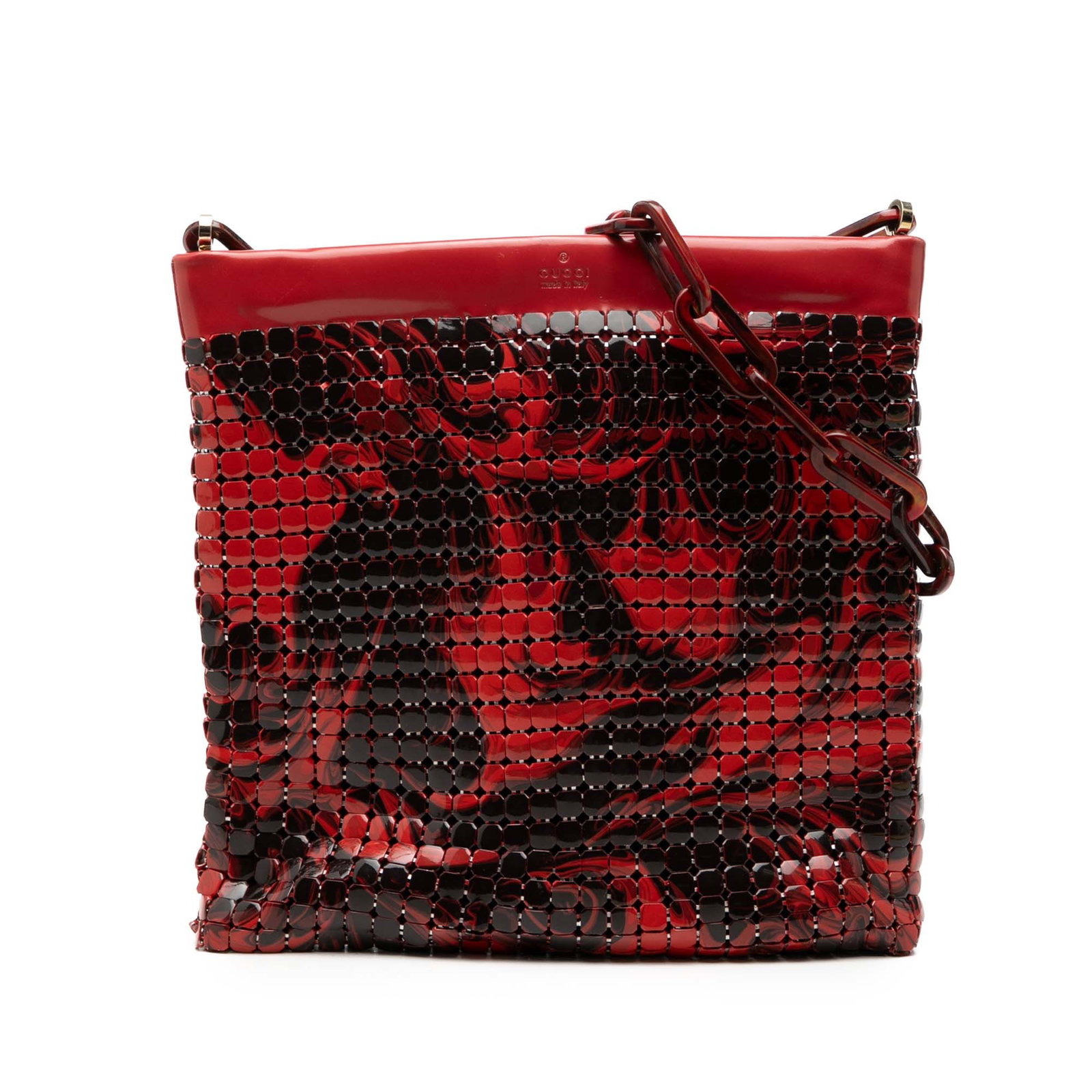 Gucci Metal Abstract Lava Chainmail Shoulder Bag Red (1 of 8)