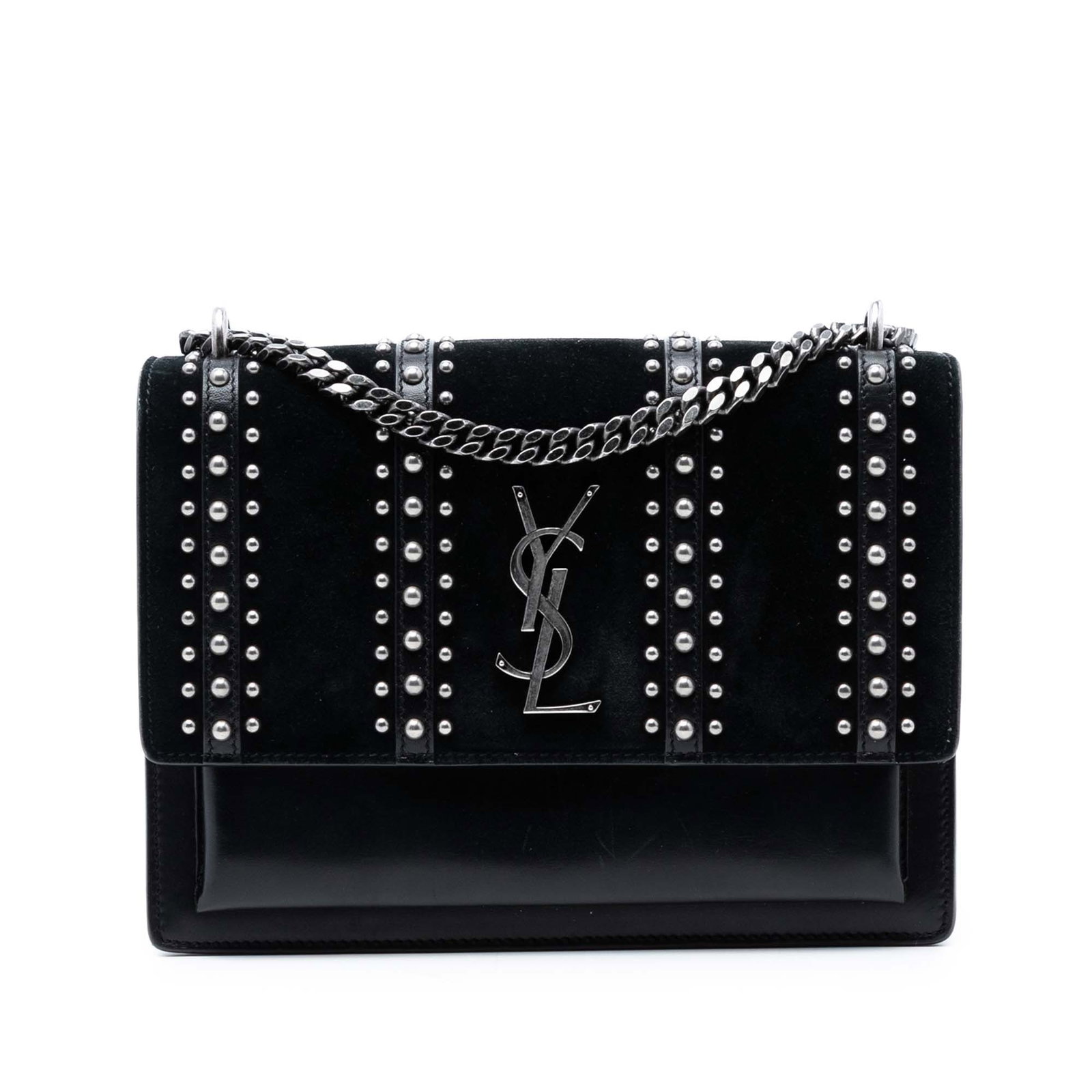 Saint Laurent Sunset studded suede calfskin crossbody bag (1 of 7)