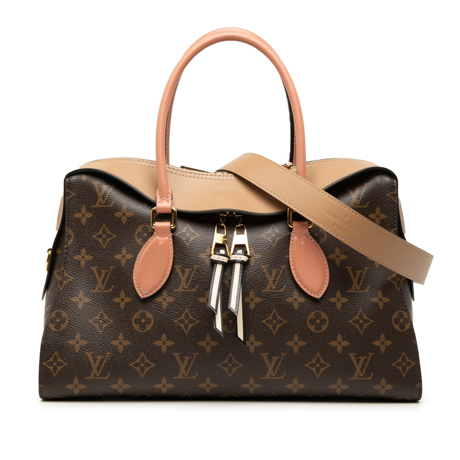 Louis Vuitton Monogram Tuileries Brown Canvas Handbag: Louis Vuitton Monogram Tuileries Brown Canvas Handbag Louis Vuitton Monogram Tuileries handbag crafted with a monogram canvas body and leather trim. It features rolled leather handles, a detachable fl