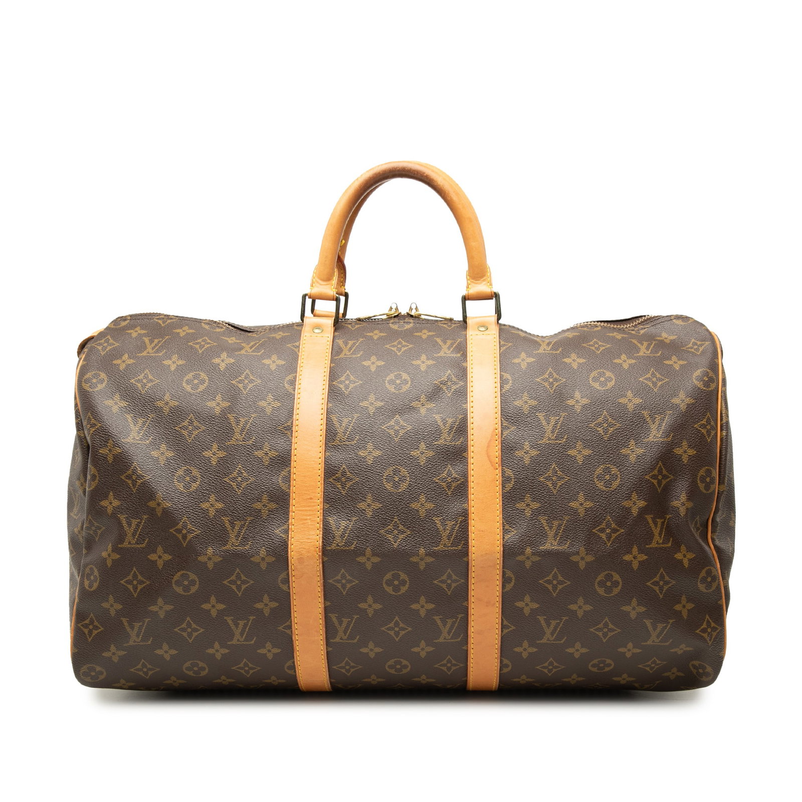 Louis Vuitton Keepall 50 Monogram Canvas Travel Bag: Louis Vuitton Keepall 50 Monogram Canvas Travel Bag Louis Vuitton Monogram Keepall 50 travel bag featuring the classic monogram canvas with vachetta leather trim, rolled vachetta leather handles, and 