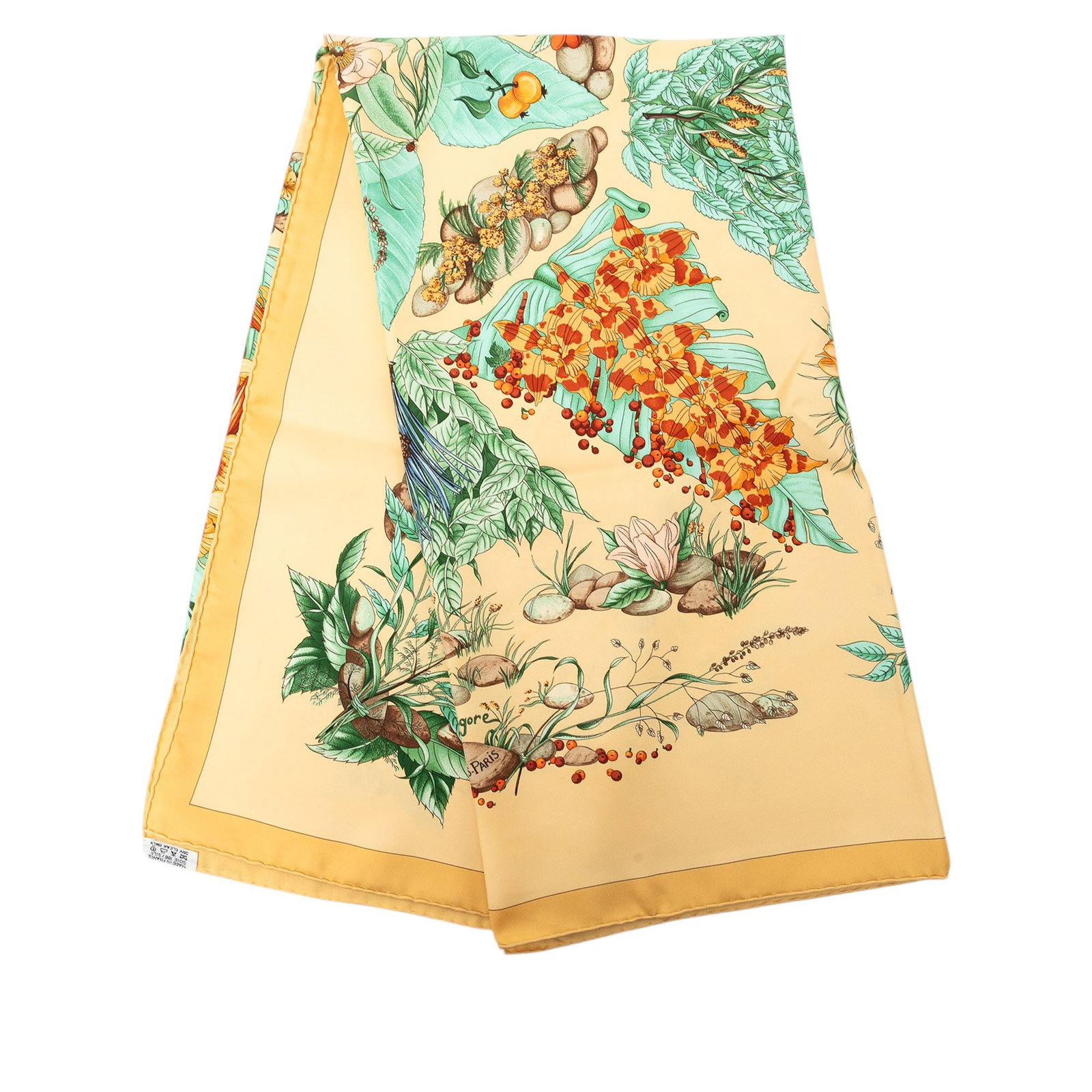 Hermes Pythagore 90 silk scarf in yellow (1 of 7)