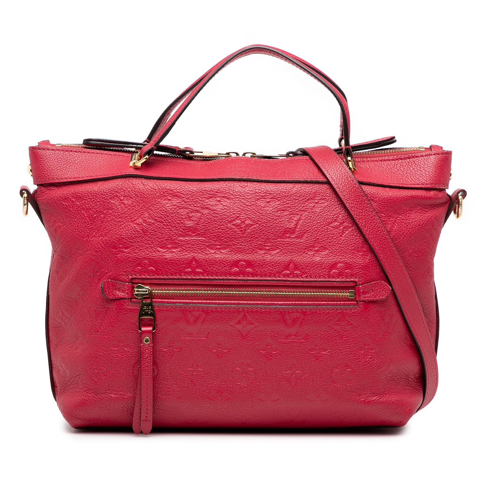 Louis Vuitton Monogram Empreinte Bastille PM Red Leather Bag: Louis Vuitton Monogram Empreinte Bastille PM Red Leather Bag Introducing the Louis Vuitton Monogram Empreinte Bastille PM, a stylish handbag crafted from luxurious monogram empreinte leather. This chi