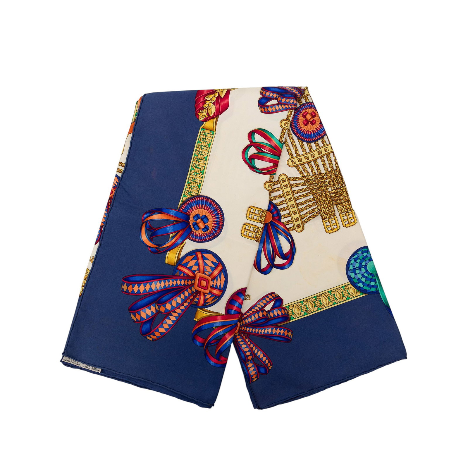 Hermes Les Rubans du Cheval 90 Blue Silk Scarf: Hermes Les Rubans du Cheval 90 Blue Silk Scarf Hermes Les Rubans du Cheval Silk Scarf 90 featuring the Les Rubans du Cheval print on 100% silk. It is a blue accessory made in France and presented in B