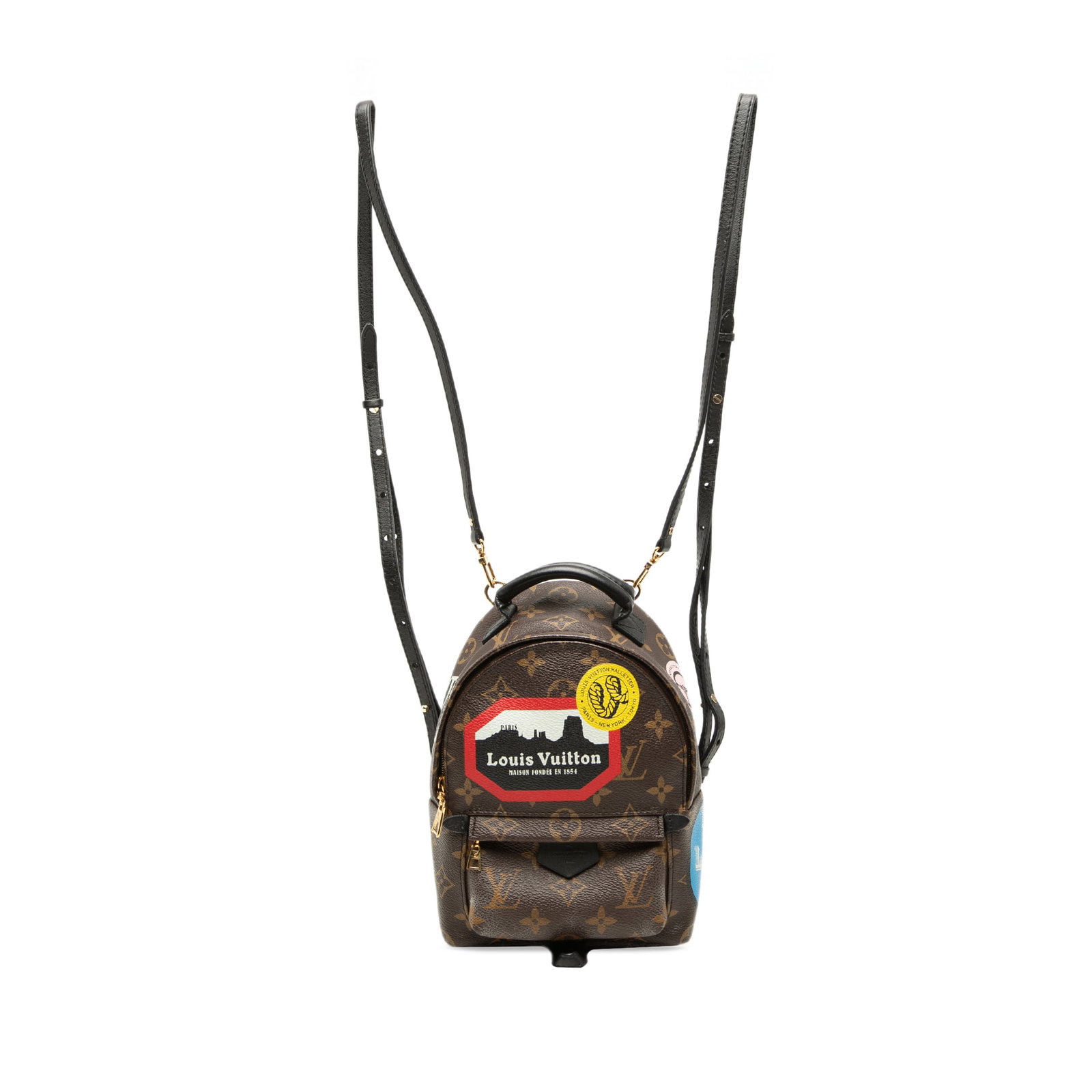 Louis Vuitton Palm Springs Mini Monogram World Tour Backpack: Louis Vuitton Palm Springs Mini Monogram World Tour Backpack Louis Vuitton Monogram World Tour Mini Palm Springs bag crafted with a monogram canvas body and leather trim. It features a flat top handle