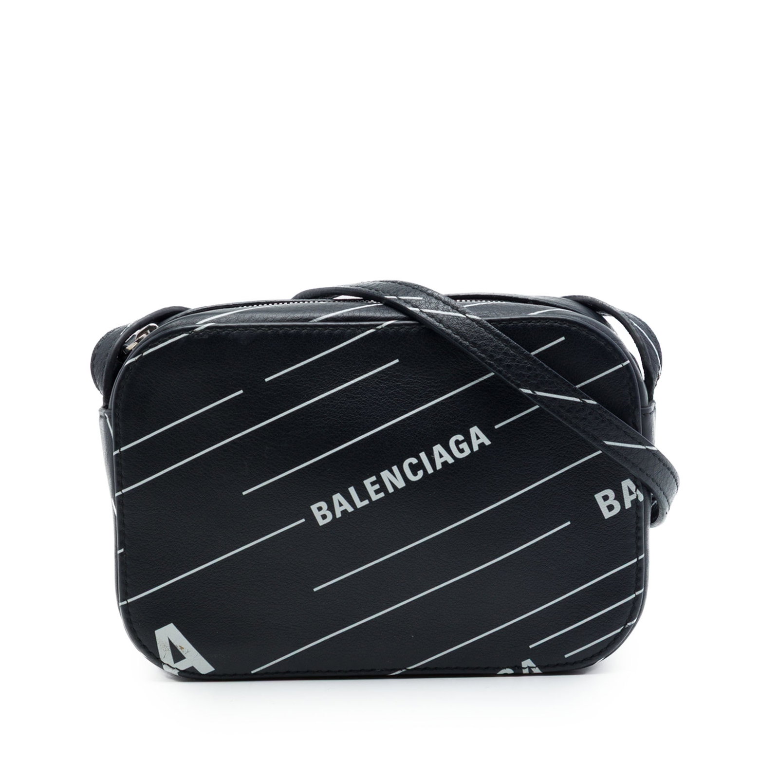 Balenciaga Everyday Camera Bag XS Black Leather Logo Print (1 of 7)