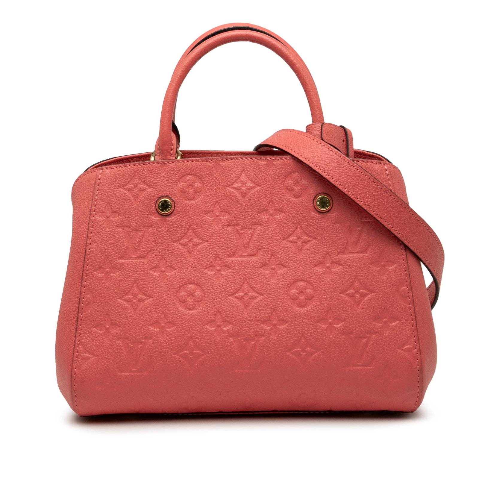 Louis Vuitton Monogram Empreinte Montaigne BB Pink Leather Bag: Louis Vuitton Monogram Empreinte Montaigne BB Pink Leather Bag The Louis Vuitton Monogram Empreinte Montaigne BB is an exquisite handbag crafted from luxurious monogram empreinte leather in a beautifu