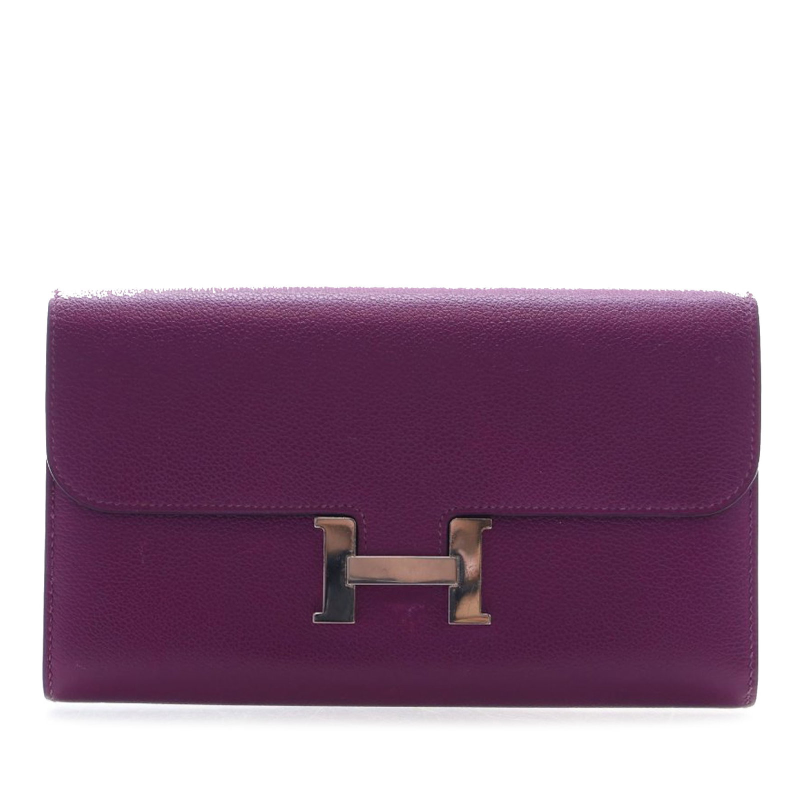 Hermes Constance Long Wallet in Anemone Epsom Leather: Hermes Constance Long Wallet in Anemone Epsom Leather Hermes Constance Long Wallet crafted in Epsom leather. This wallet features a front flap with push-lock closure, an exterior back slip pocket, and