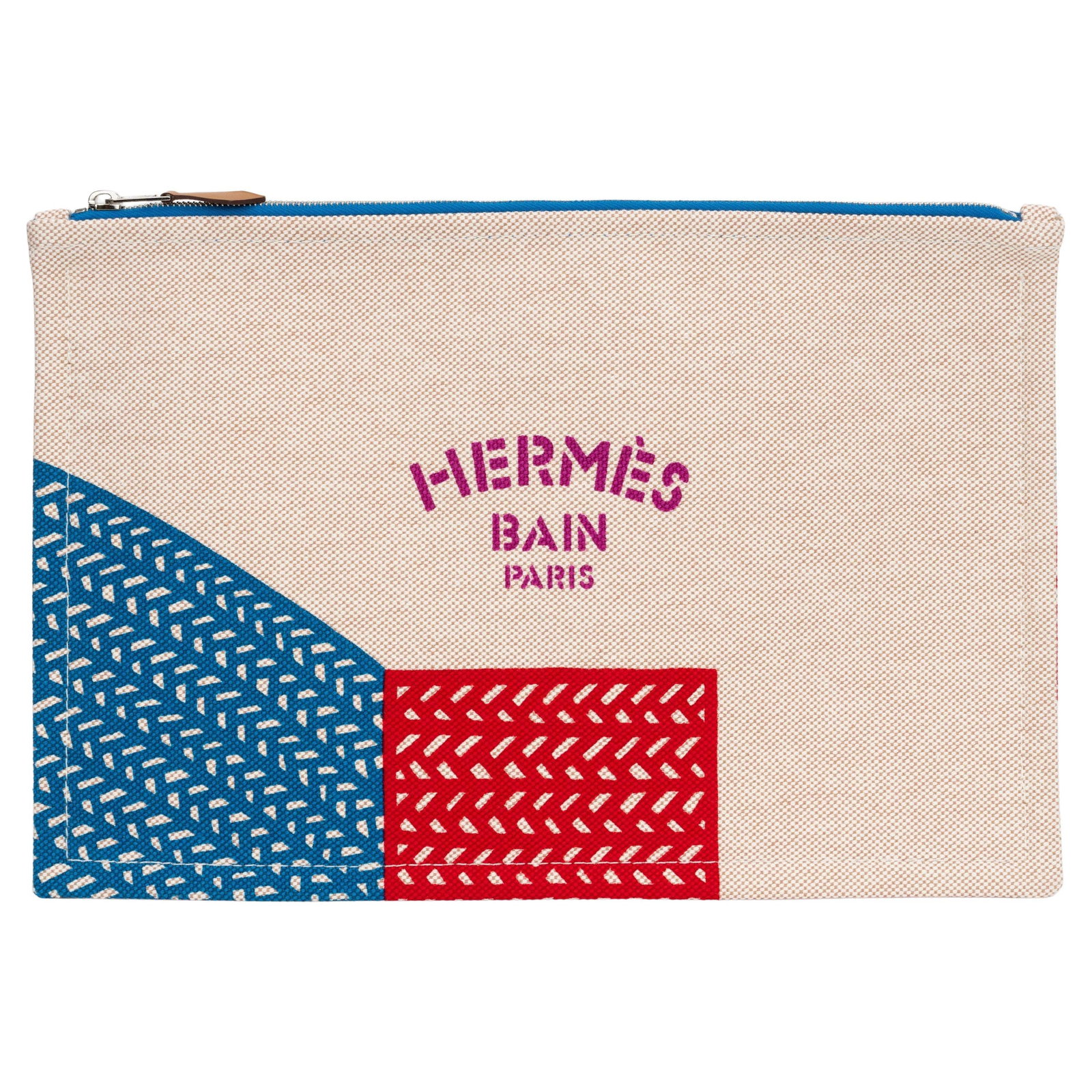 Hermes Fish Toile Pochette Unisex Red Blue Canvas 21st Century: Hermes Fish Toile Pochette Unisex Red Blue Canvas 21st Century Discover the exquisite Hermes New Fish Toile Pochette, a versatile unisex accessory that marries style with functionality. This stunning 