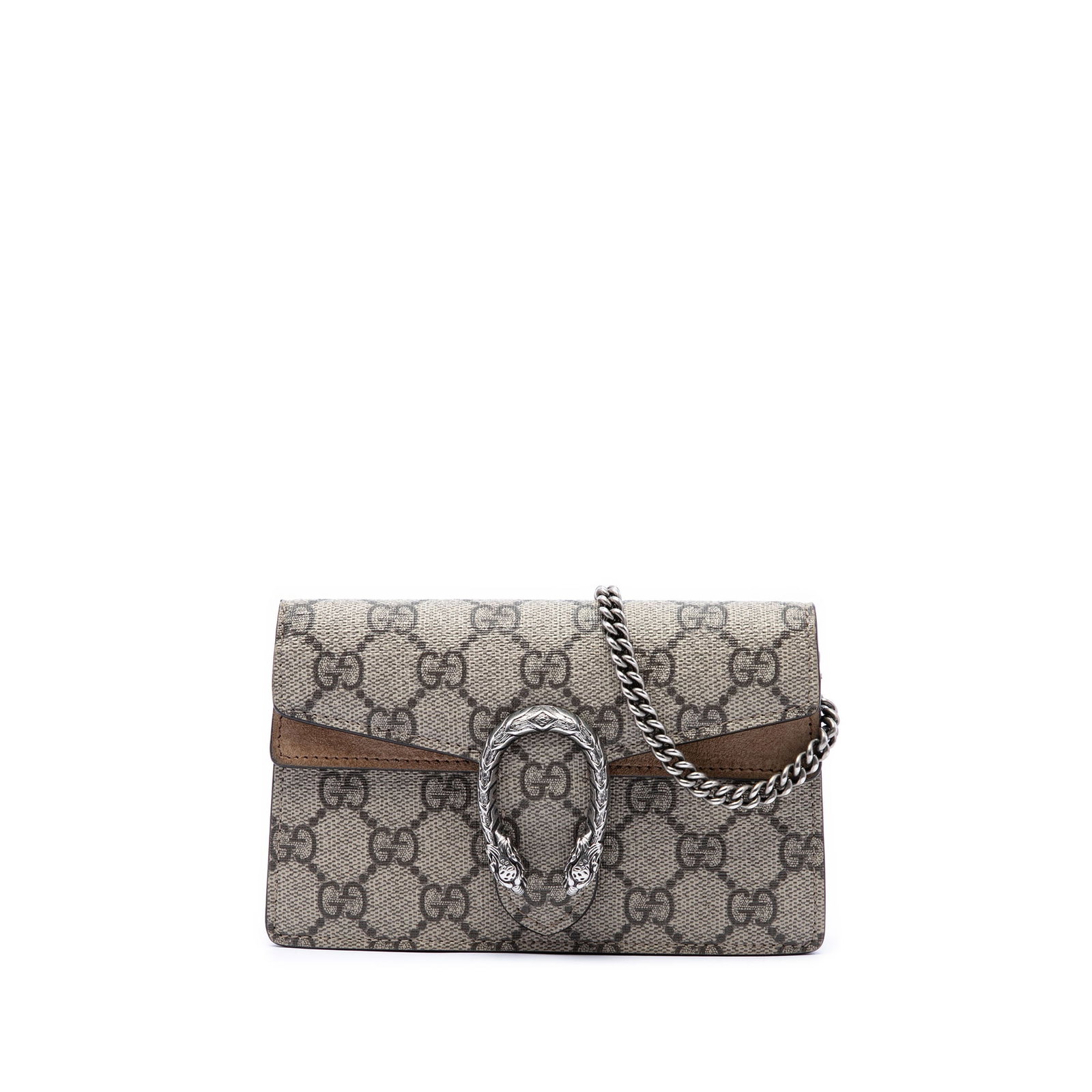 Gucci Dionysus Mini GG Supreme Crossbody Bag Beige: Gucci Dionysus Mini GG Supreme Crossbody Bag Beige Gucci Mini GG Supreme Dionysus Crossbody bag crafted with a coated canvas body and suede leather trim. It features a chain link shoulder strap and a 