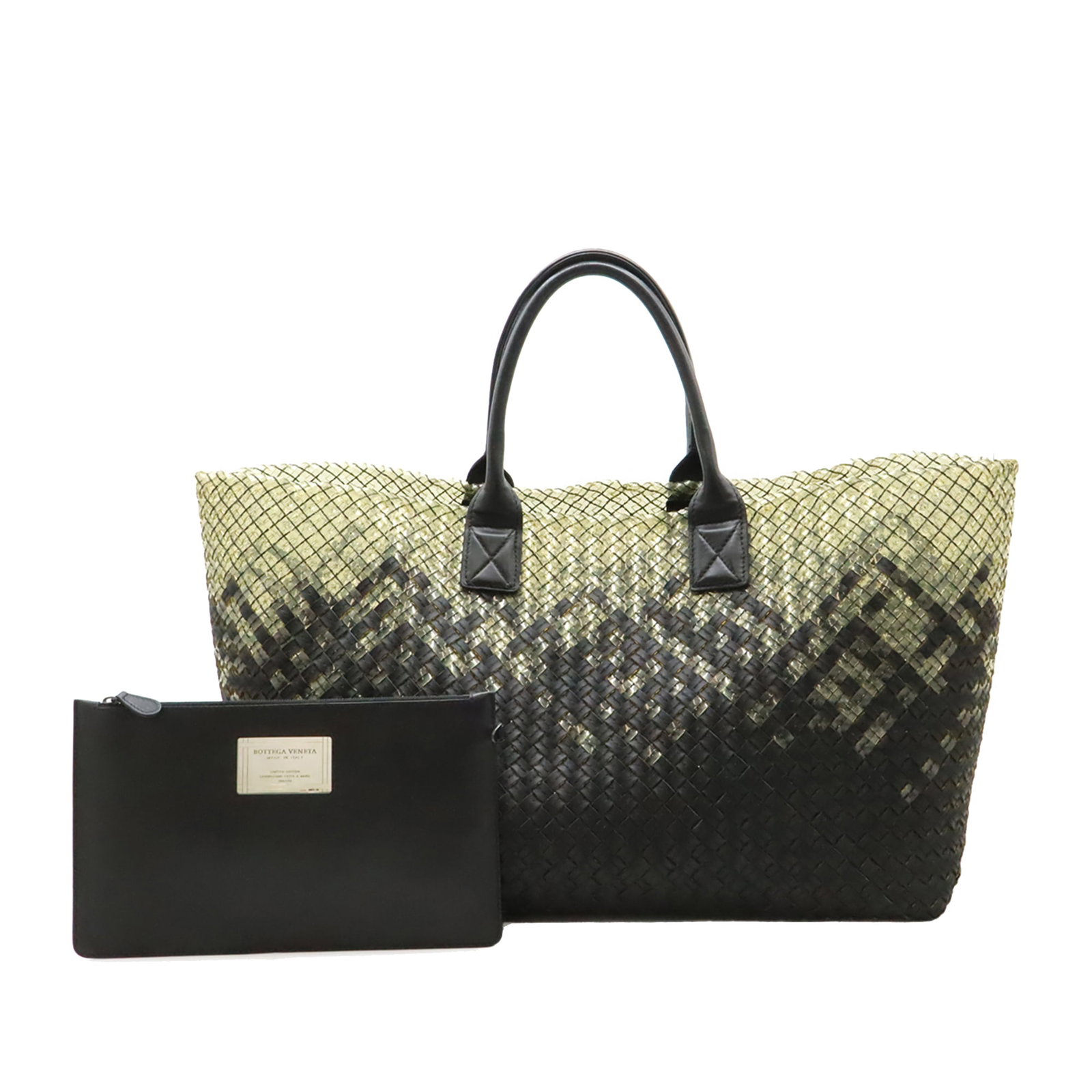 Bottega Veneta Intreccio Cabat Large Gradient Lambskin Tote Bag: Bottega Veneta Intreccio Cabat Large Gradient Lambskin Tote Bag Large Bottega Veneta Cabat tote crafted in woven lambskin leather with a gradient intreccio design. This open-top tote features rolled l