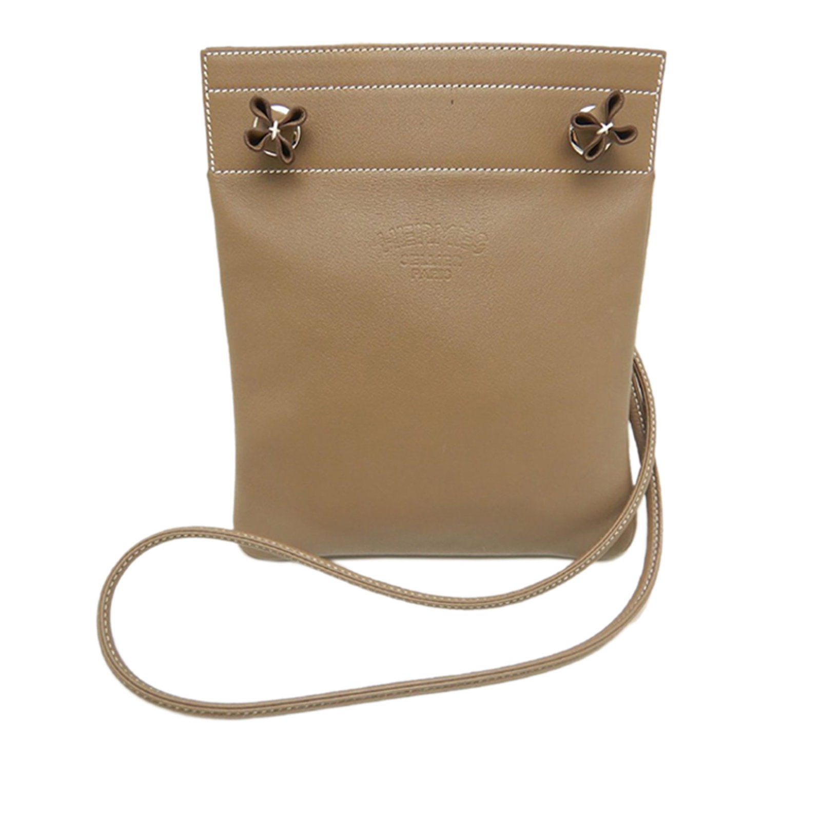 Hermes Aline Mini Swift Leather Shoulder Bag Brown: Hermes Aline Mini Swift Leather Shoulder Bag Brown Hermes Mini Swift Aline Bag in brown leather, featuring a leather body, rolled leather strap, and open top. Made in France and presented in AB condit