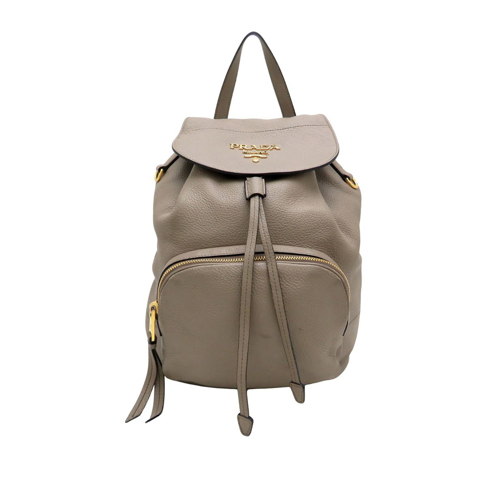 Prada Vitello Daino Leather Backpack Brown Cinch Style (1 of 18)