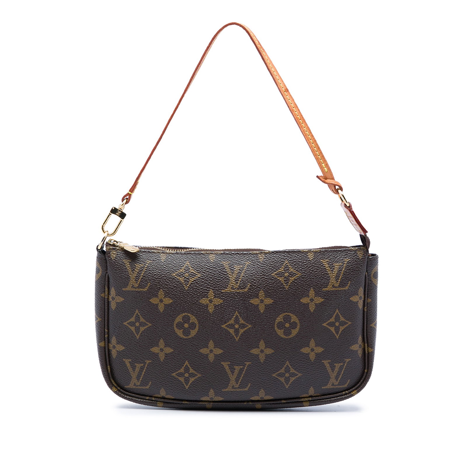Louis Vuitton Pochette Accessoires Monogram Canvas Shoulder Bag: Louis Vuitton Pochette Accessoires Monogram Canvas Shoulder Bag Louis Vuitton Monogram Pochette Accessoires crafted with a monogram canvas body, a flat vachetta leather handle, and a top zip closure. 