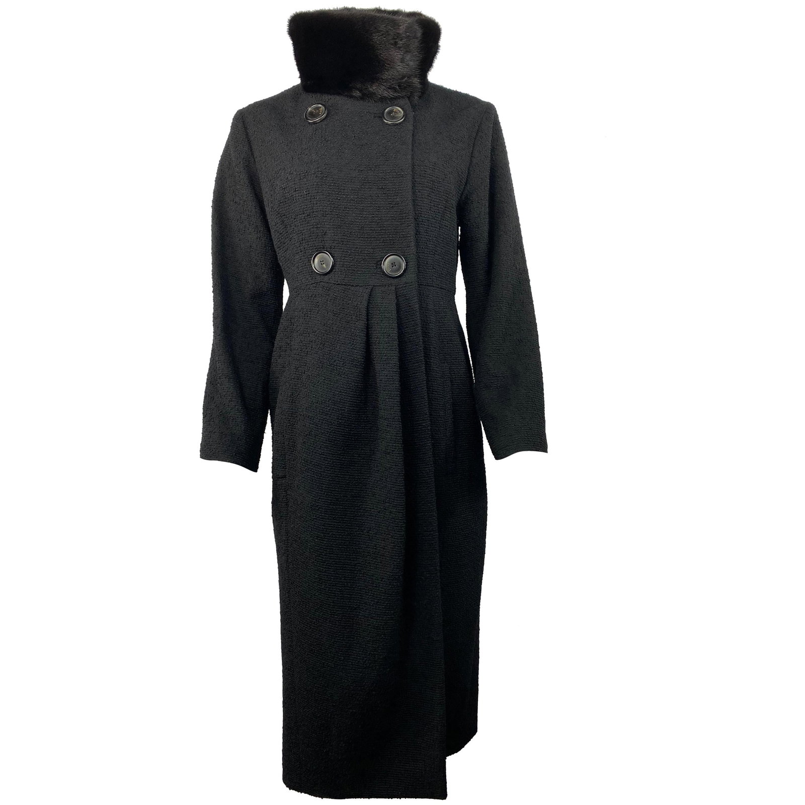 Christian Dior FR 40 black tweed wool coat with mink collar (1 of 13)