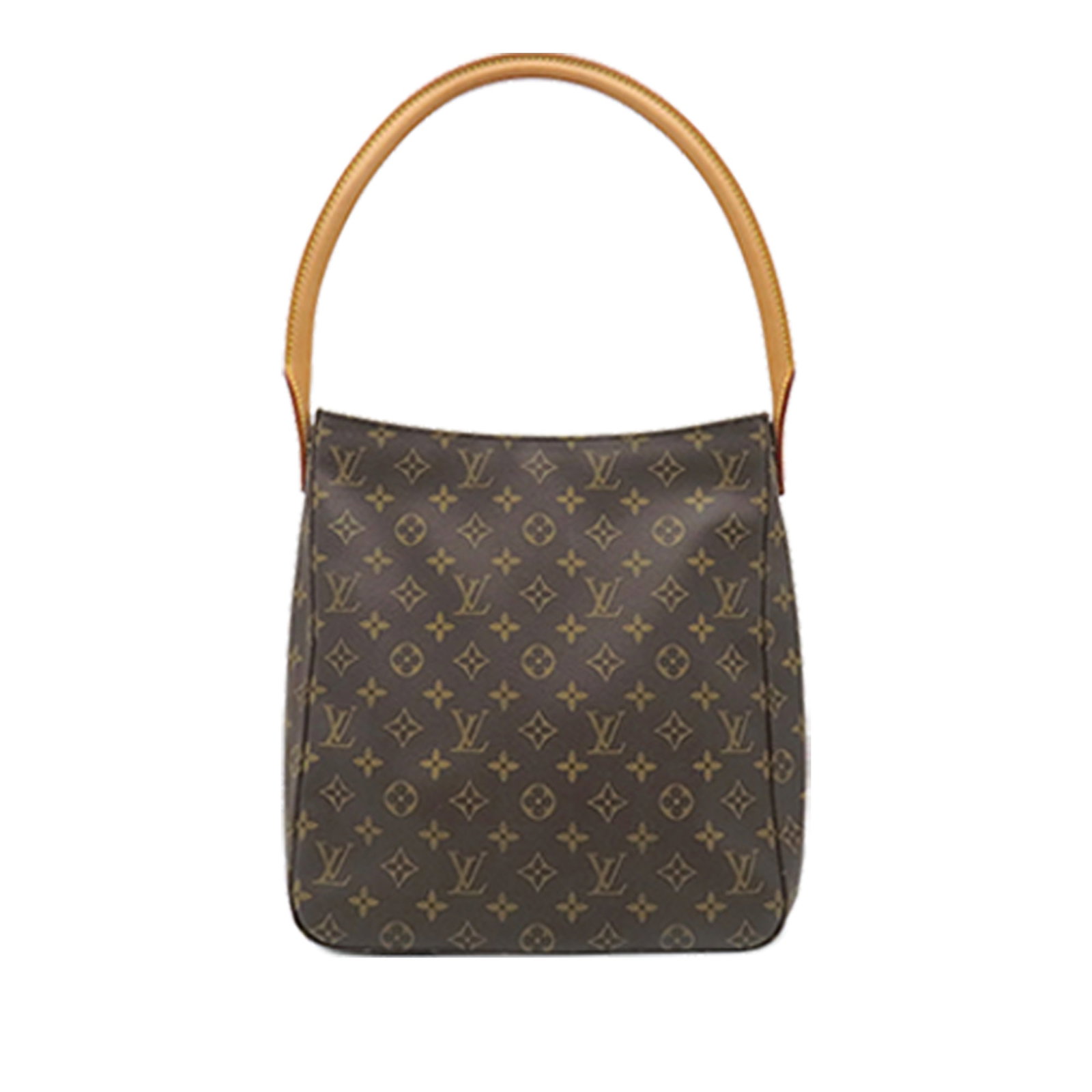 Louis Vuitton Looping GM Monogram Shoulder Bag Brown Canvas: Louis Vuitton Looping GM Monogram Shoulder Bag Brown Canvas Louis Vuitton Monogram Looping GM shoulder bag in monogram canvas with a rolled vachetta leather shoulder strap and top zip closure. The int