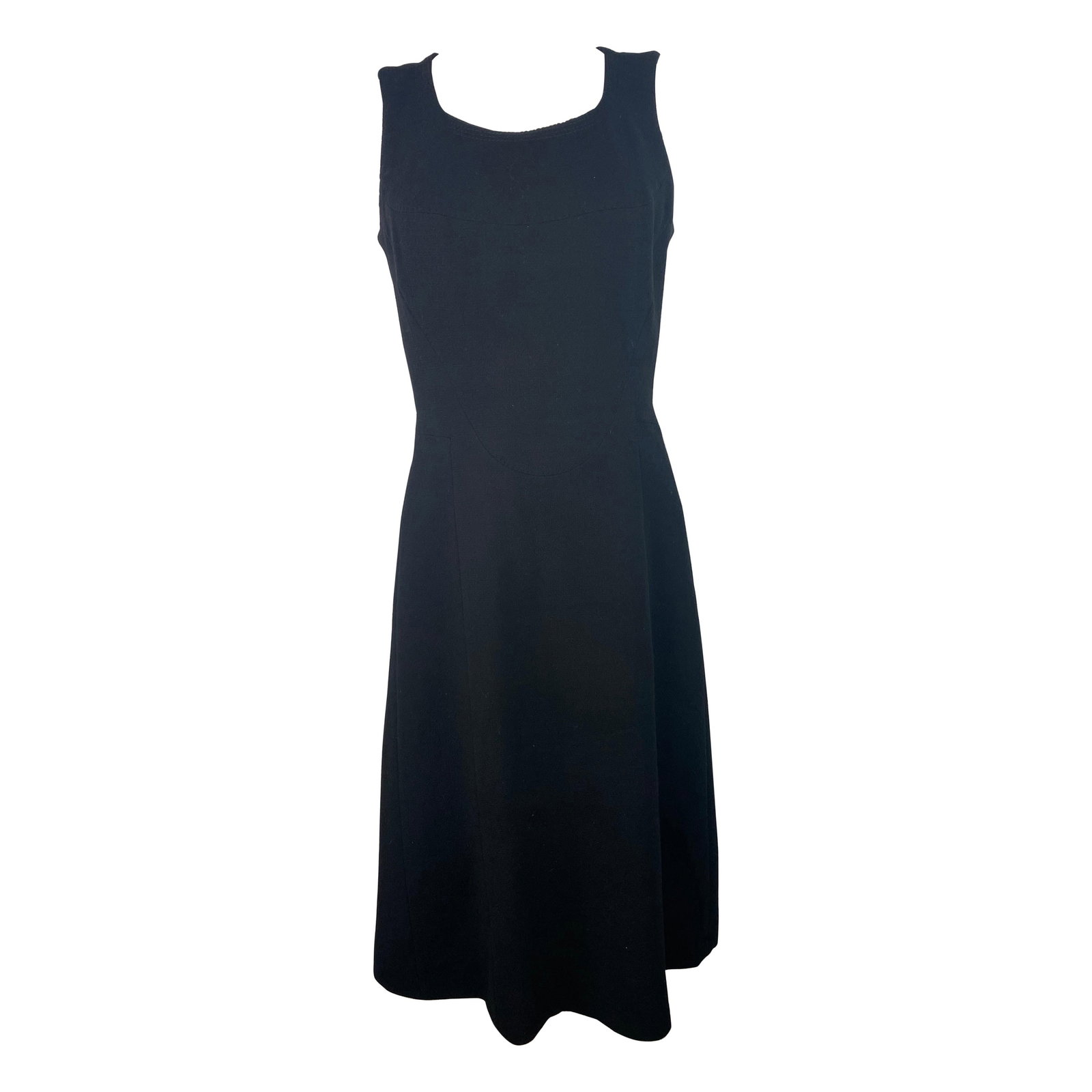 Louis Vuitton Size 40 Black Wool Mid Length Dress: Louis Vuitton Size 40 Black Wool Mid Length Dress A Louis Vuitton black wool midi dress in marked size 40 (EU). The dress is made from 100% wool and features a mid-length silhouette, crew neckline, an